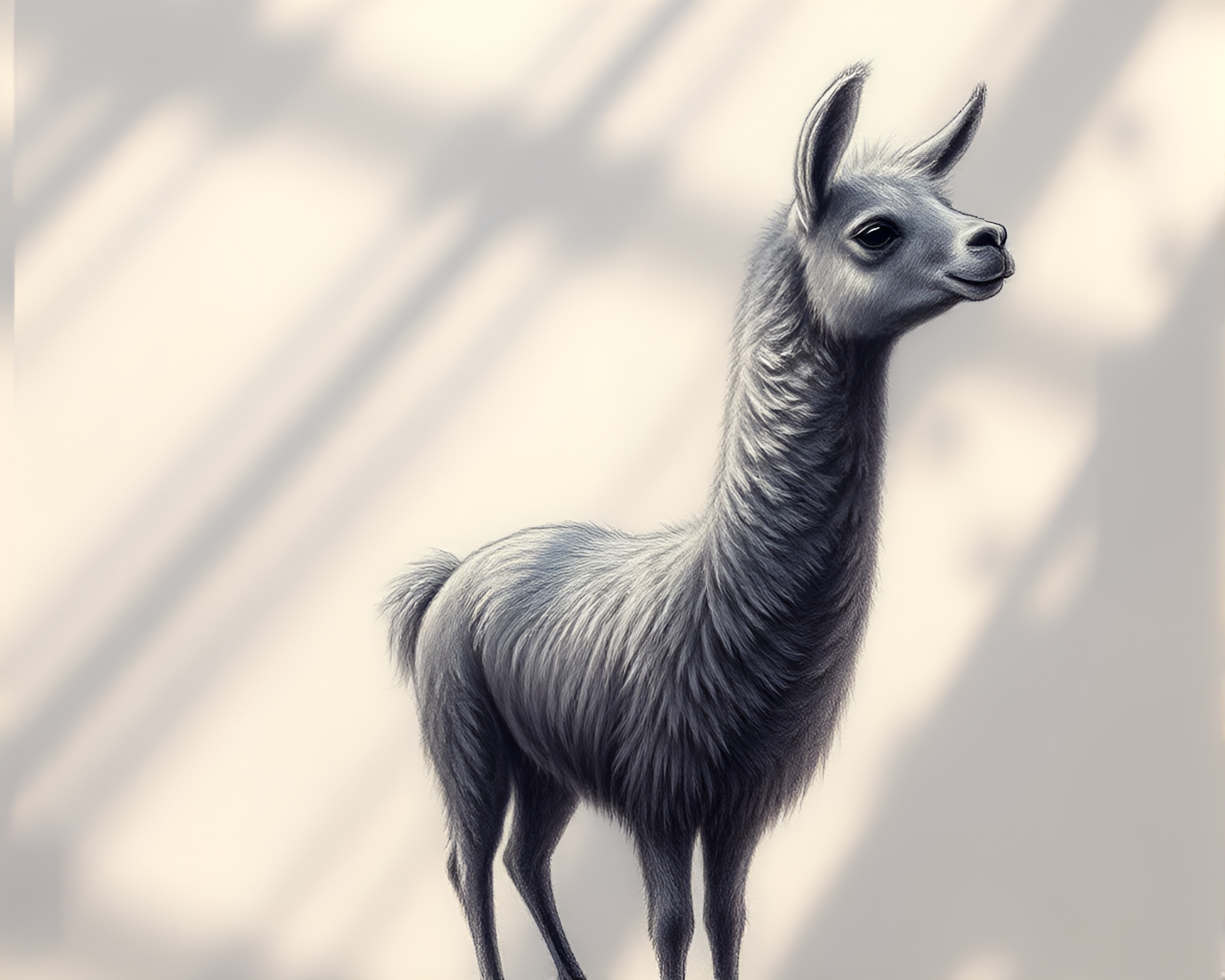Fractal Llama Etched in Soft Shadows – free AI stock image