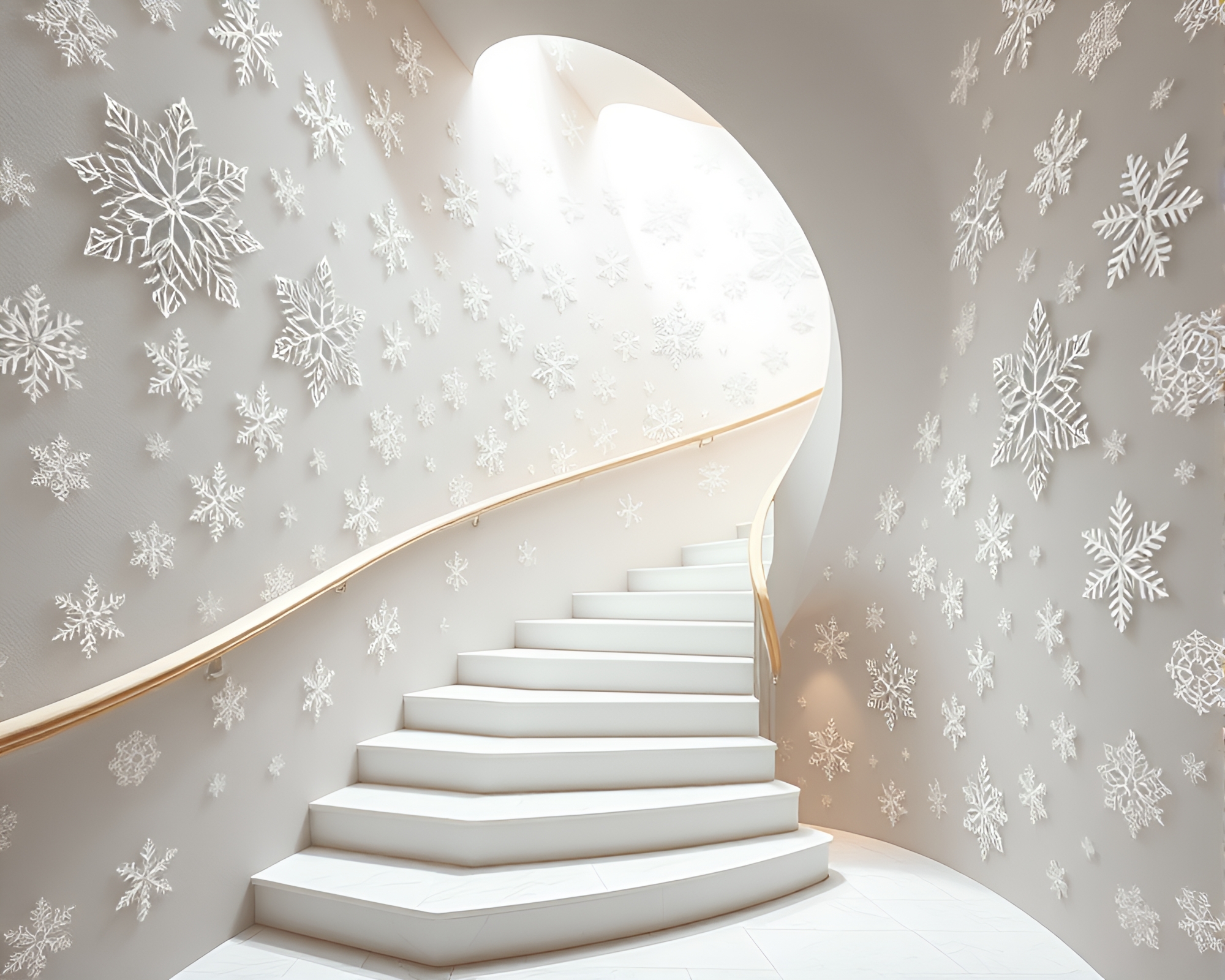 Surreal Snowflake Escher Staircase – free AI stock image