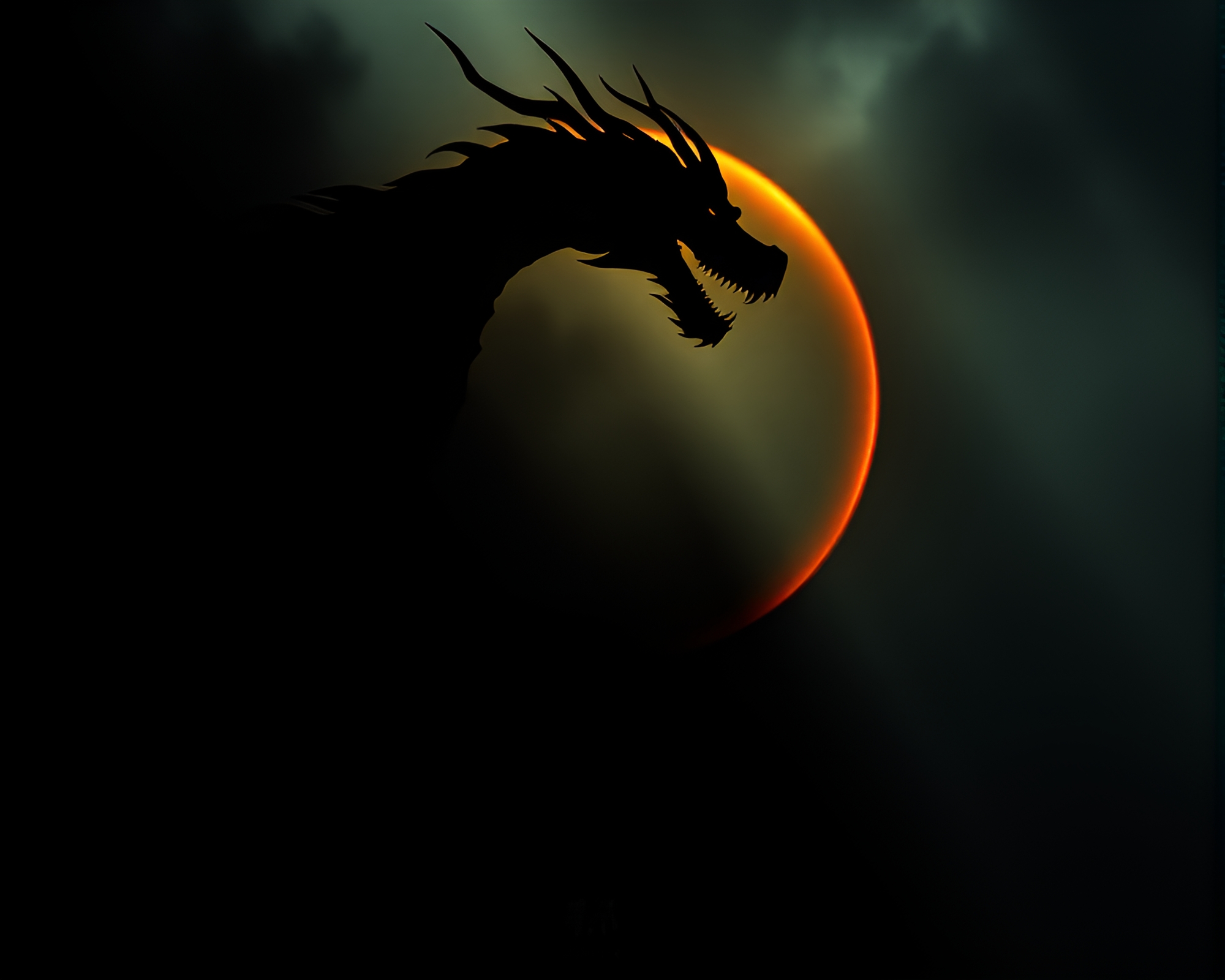 Dragon Eclipse Shadow with Crosshatch Shading Film Burns – free AI stock image