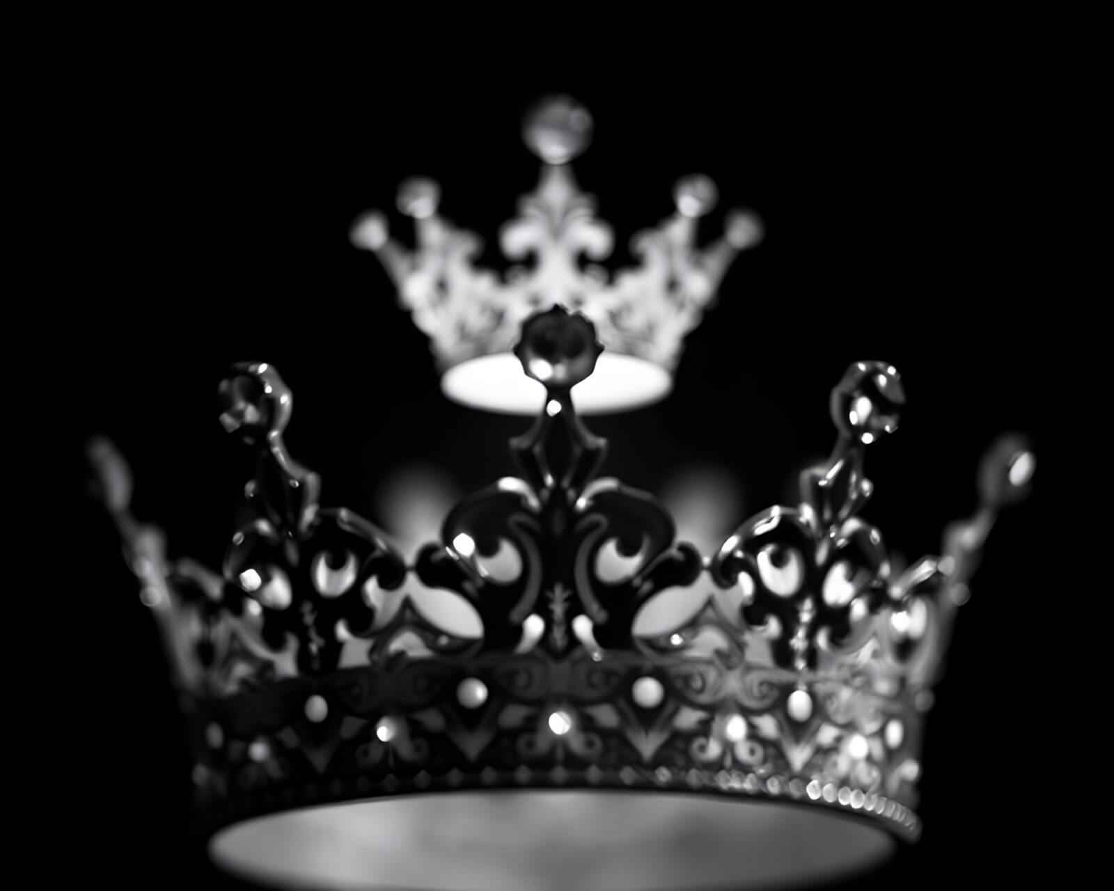 Majestic crown with intricate details in stunning duotone