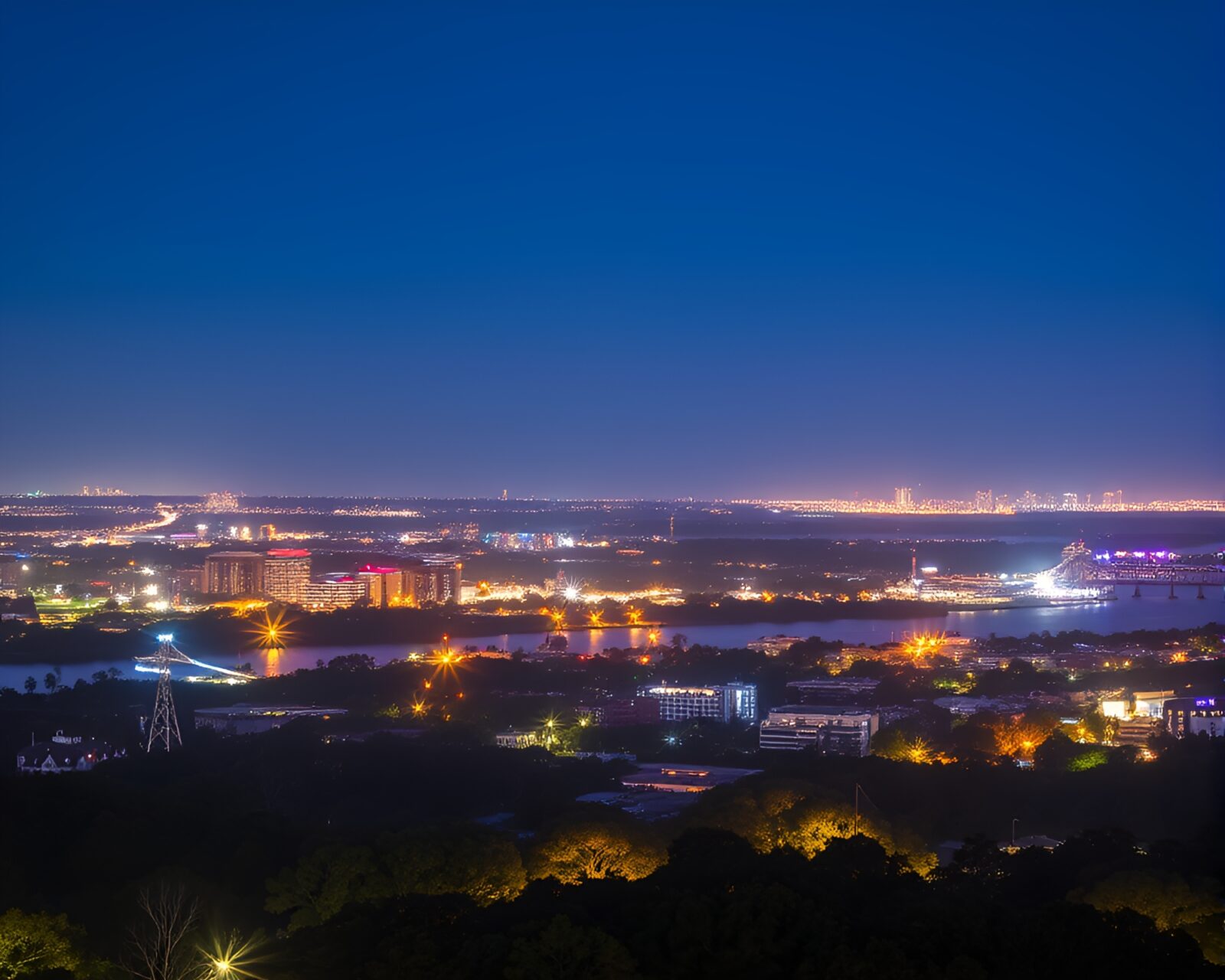 Majestic savannah under shimmering stardust sky during blue hour