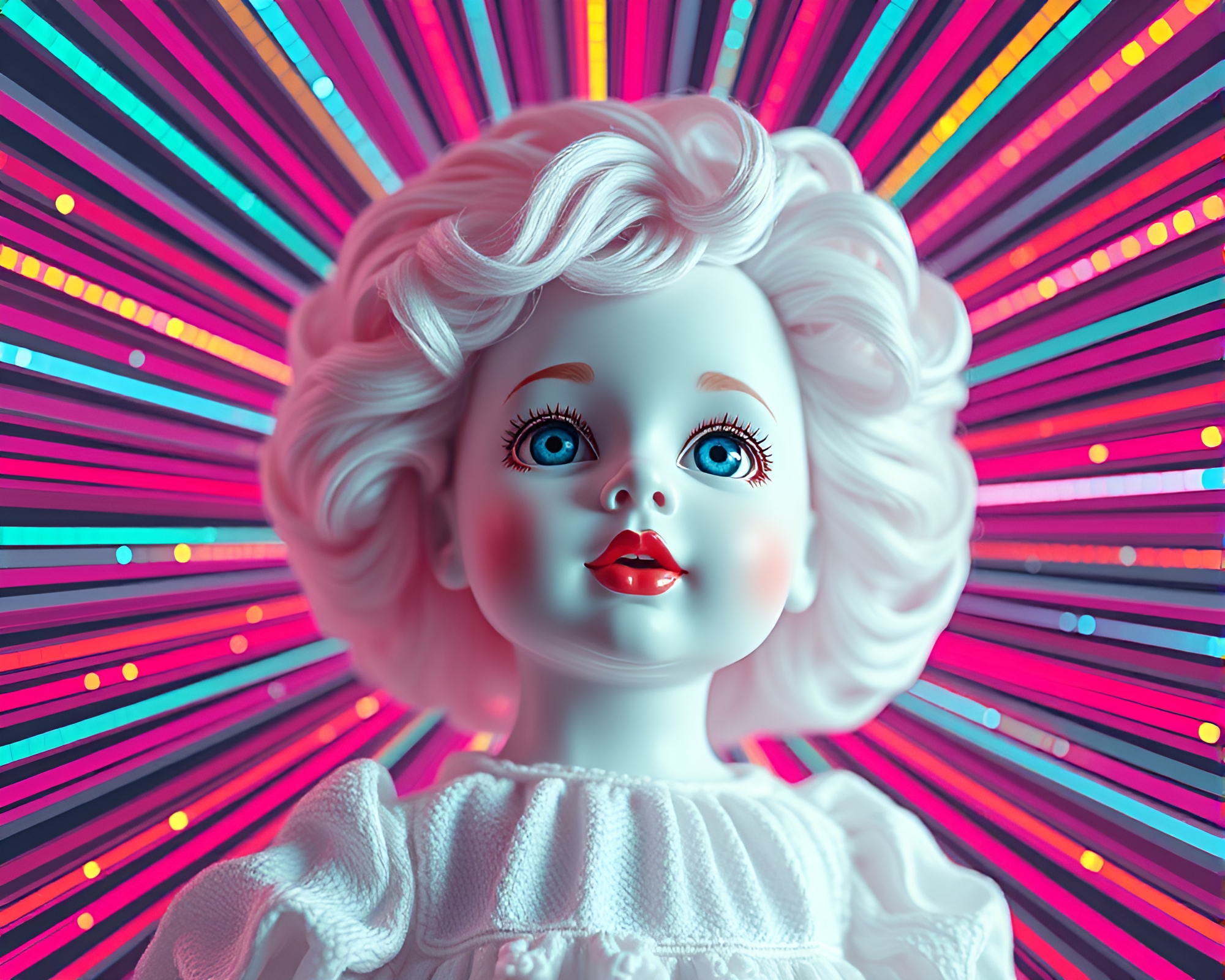 AI-generated Starburst Porcelain Doll Composition – free AI stock image