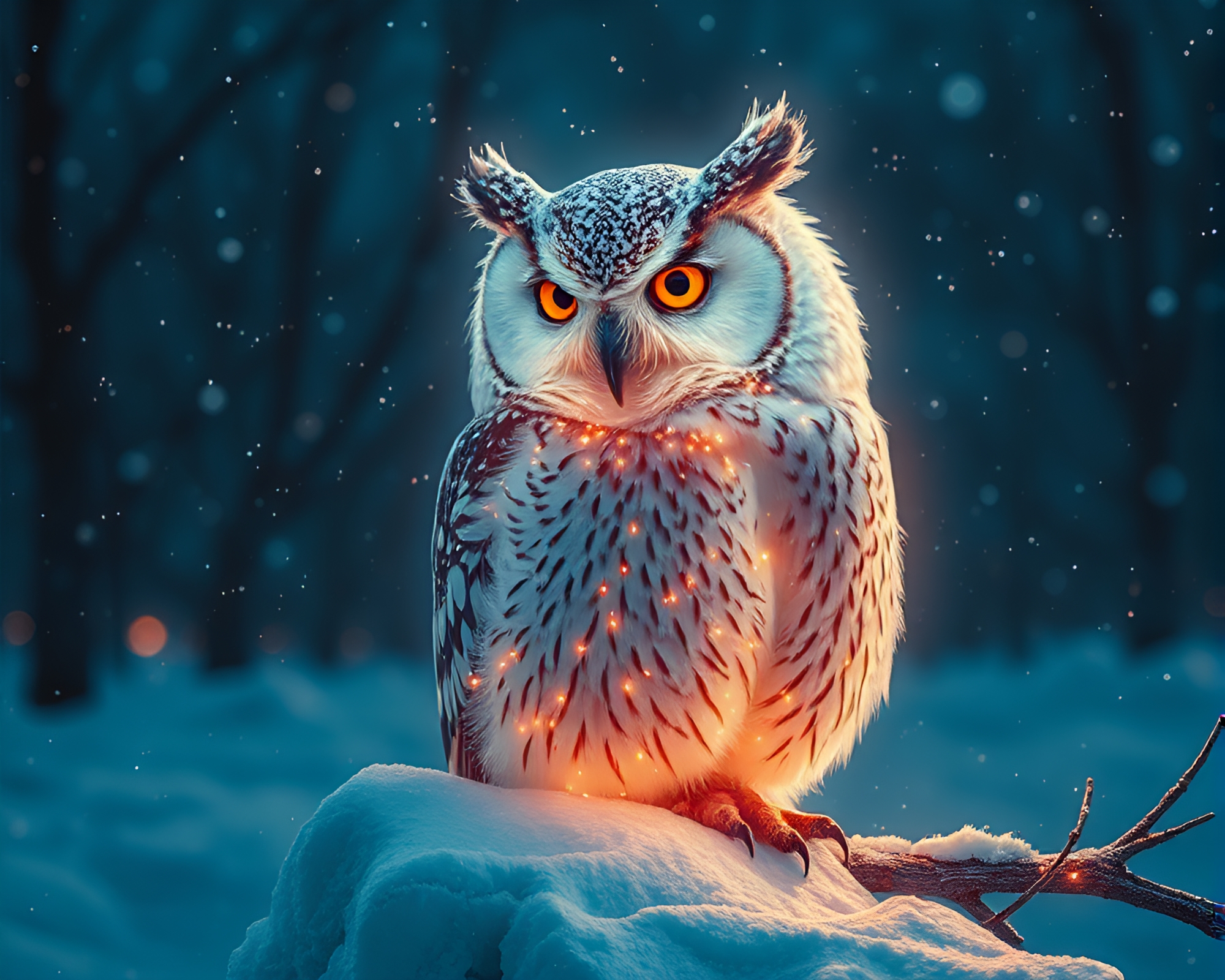 Snowy Owl Street Art Tags Fractal Glow – free AI stock image