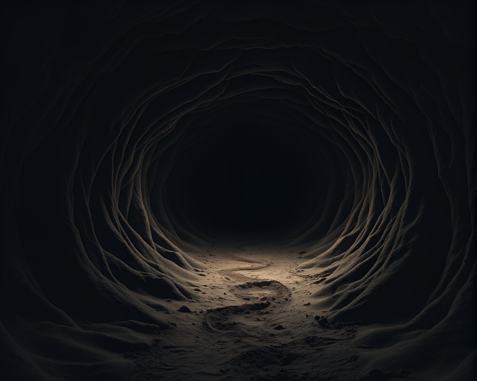Dark and mysterious swirling vortex near a mud hut