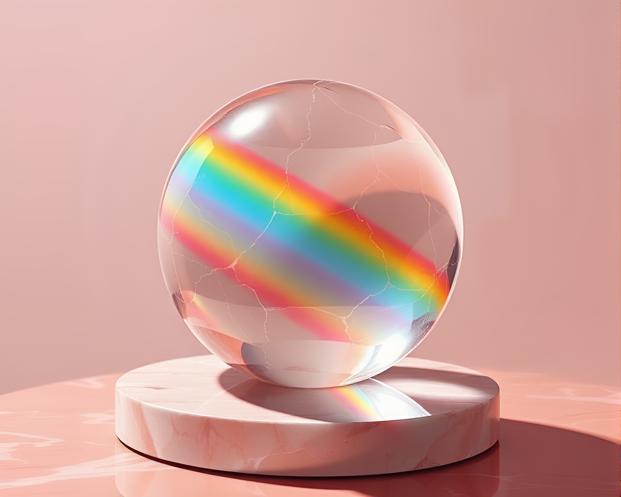 Rainbow Marble Sculpture Bathed in Peachy Glow – free AI stock image