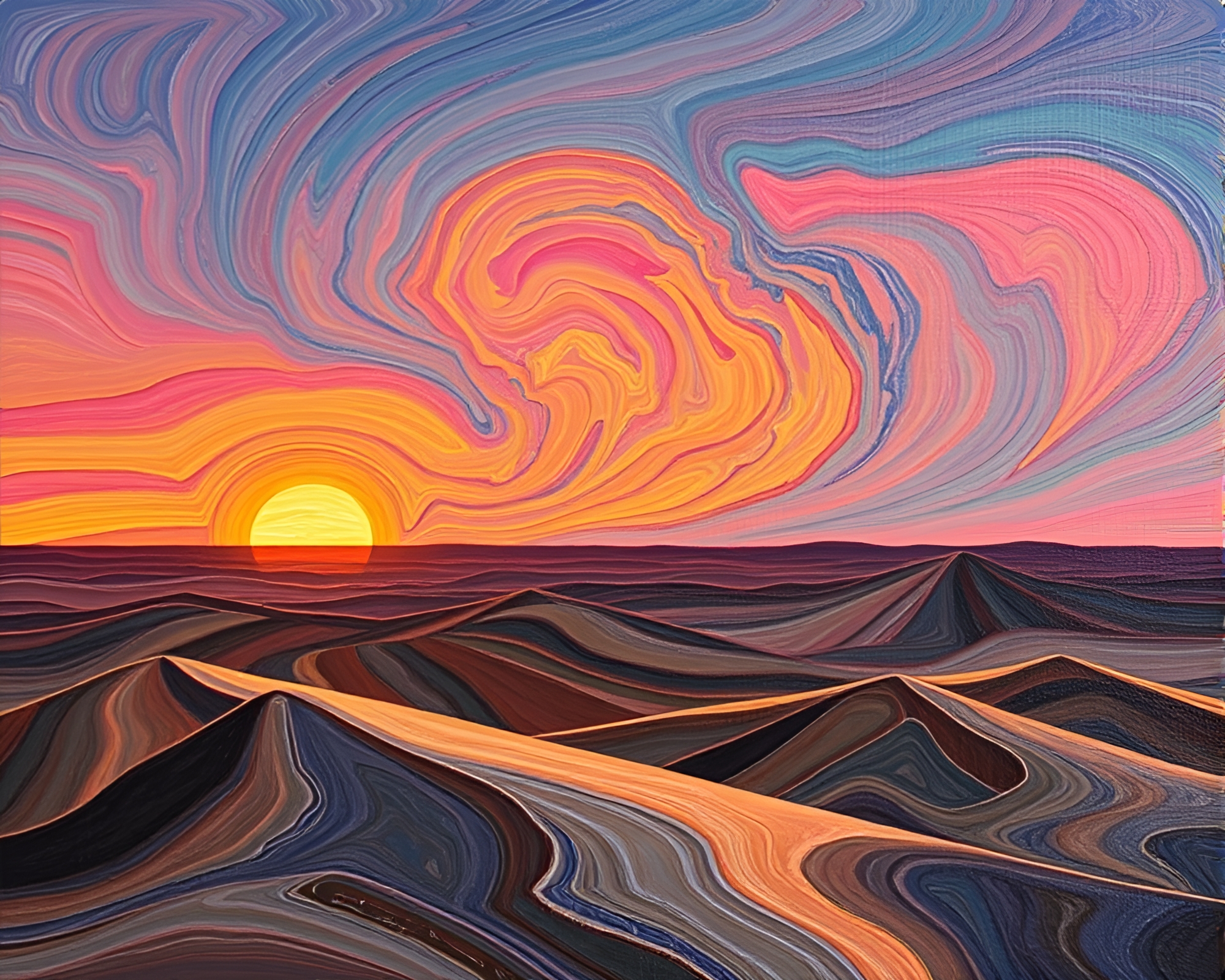 Savanna Sunset: Milky Way Magic in Impasto Style – free AI stock image