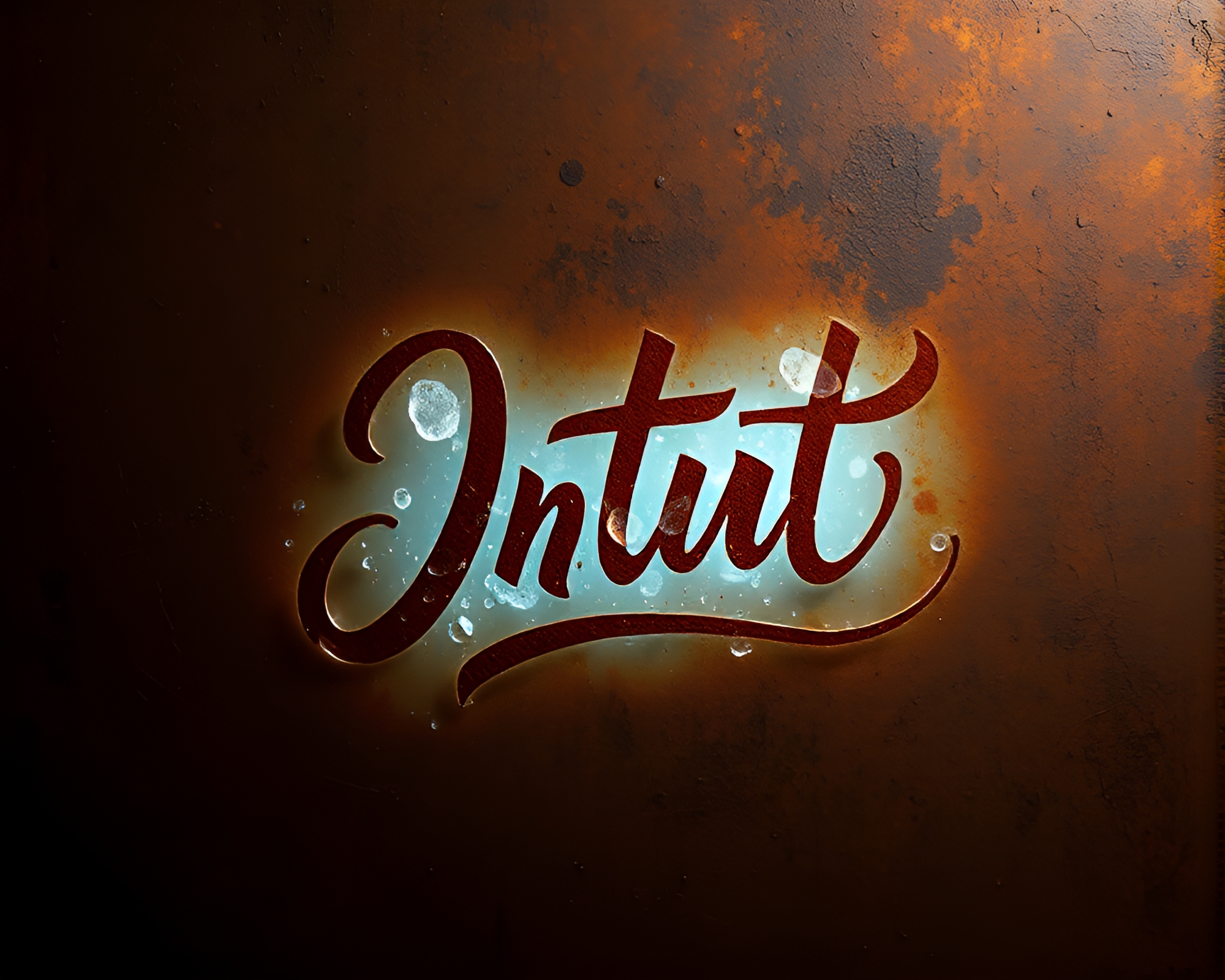 Rust Patina: Crystal Silhouette in Backlit Calligraphy Style – free AI stock image