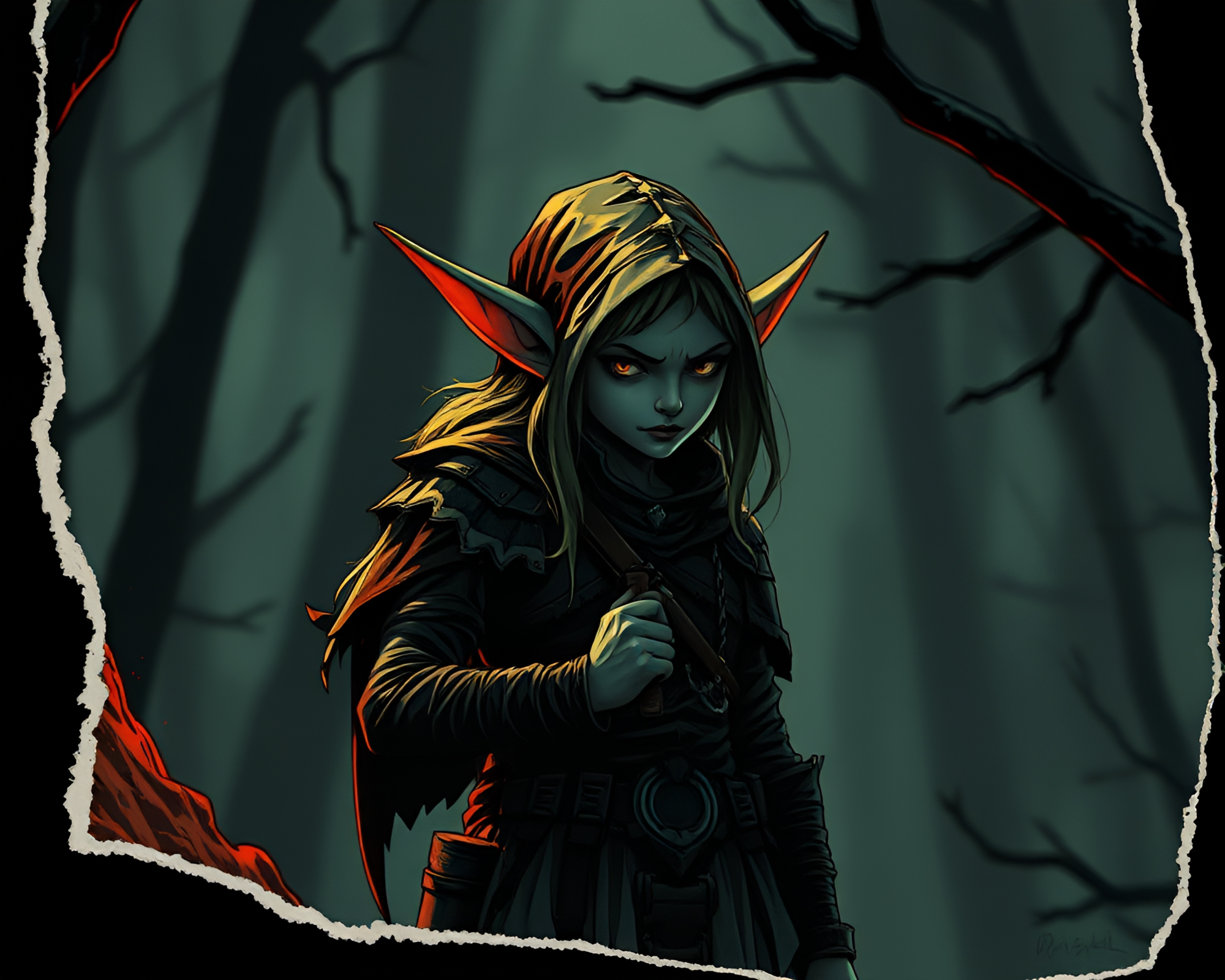 Elven Warrior in a Surreal Comic Book Setting – free AI stock image