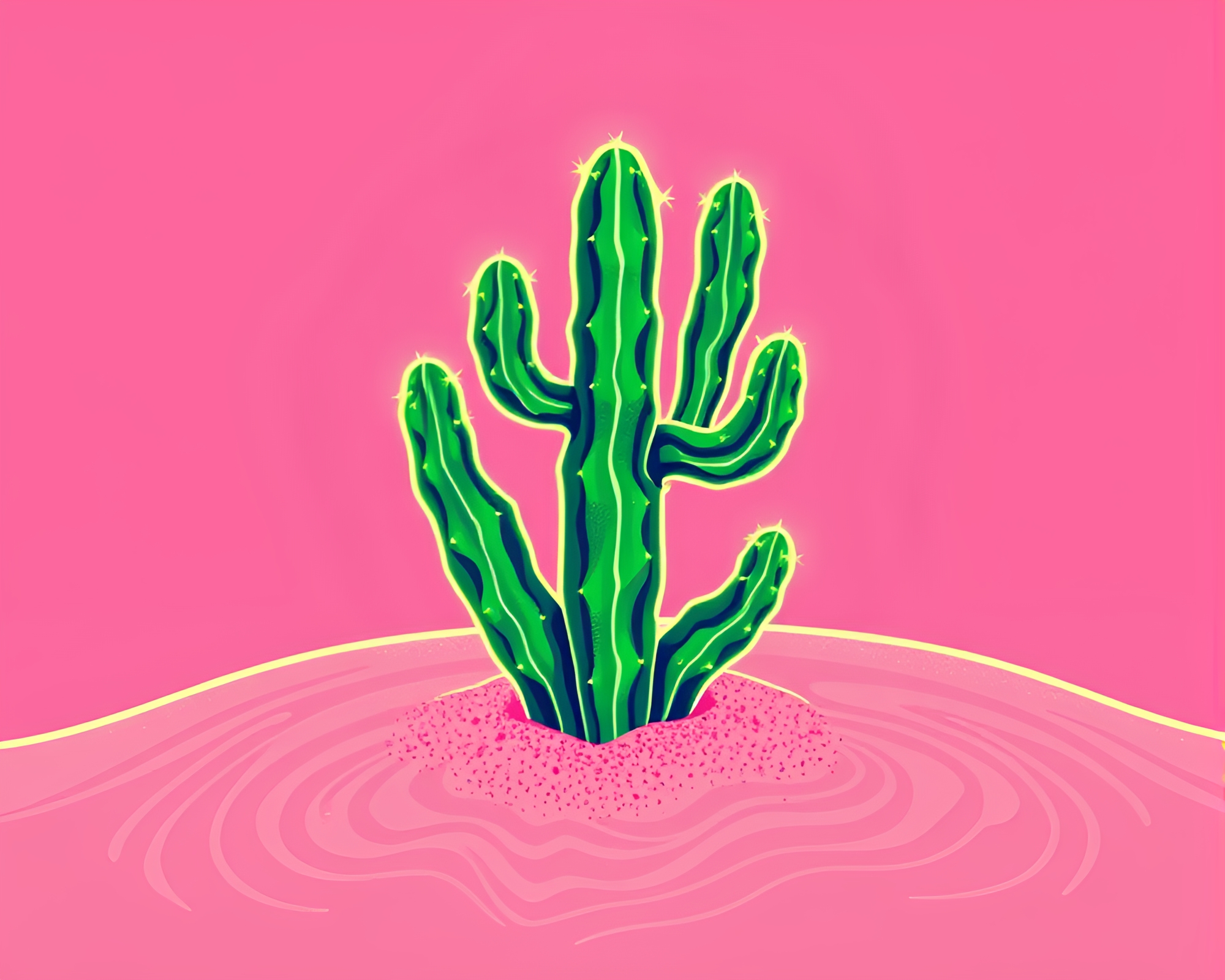 Neon Cactus Oasis on Pastel Graffiti Desert – free AI stock image