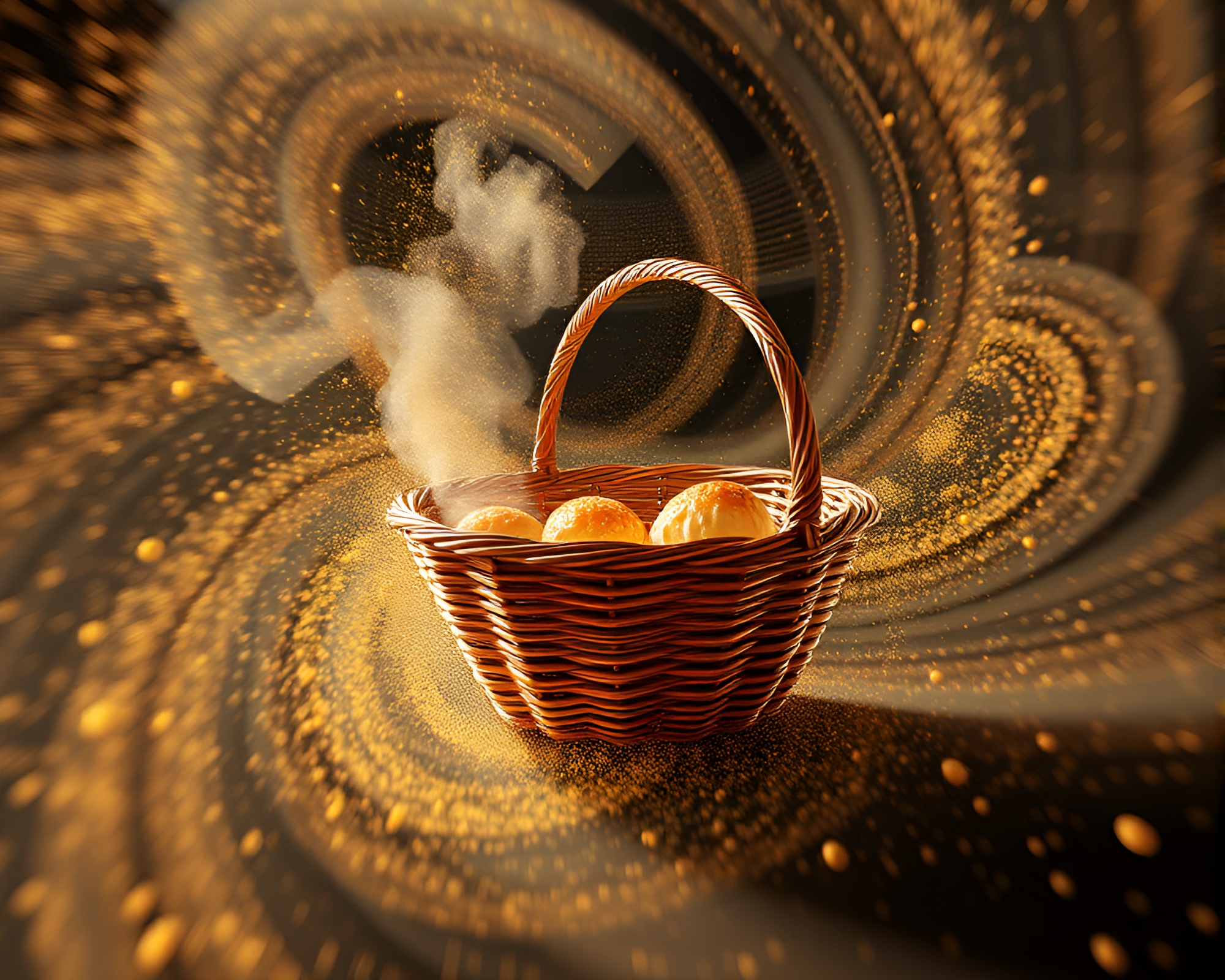 Captivating Vortex Twist in Dim Sum Basket Stardust – free AI stock image