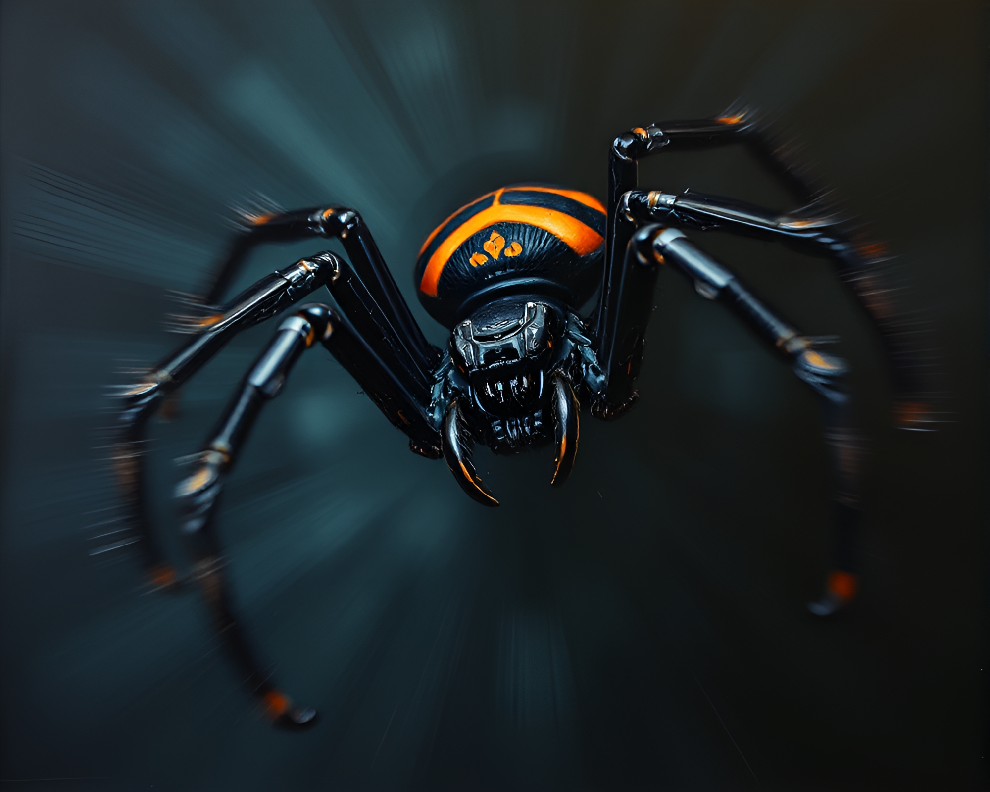 Mechanical Spider in Noir Pan Motion Acrylic Painting – free AI stock image