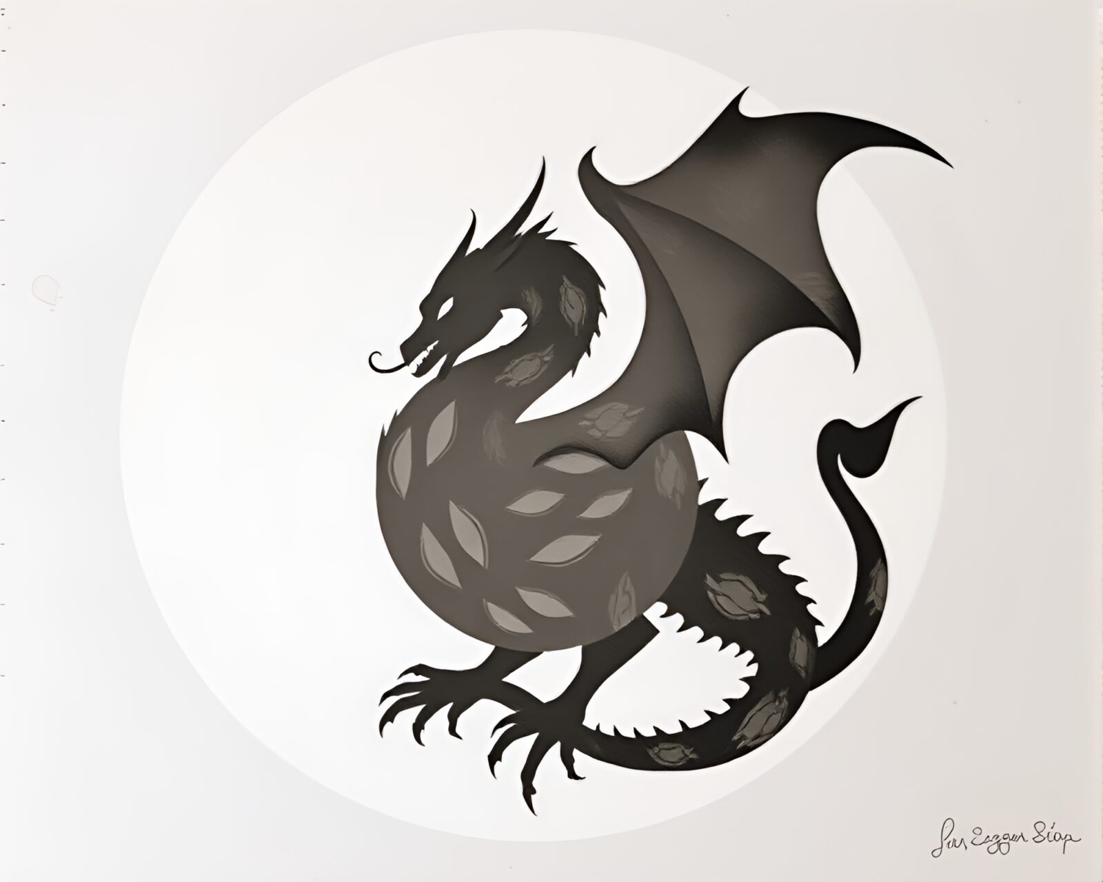 Fantasy dragon egg surrounded by eerie shadowy figures