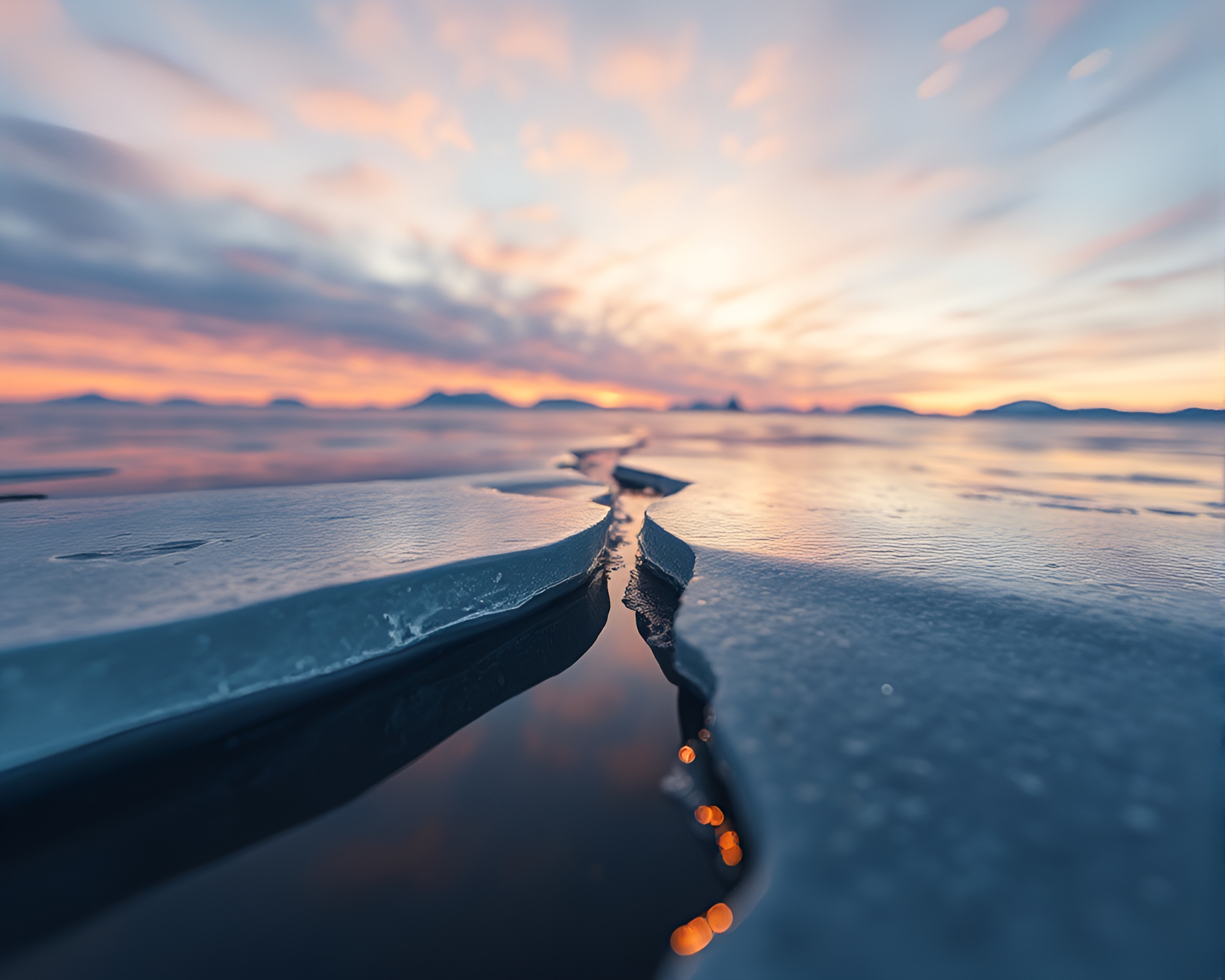 Sunrise Ice Reflecting Thermal Optical Illusion – free AI stock image