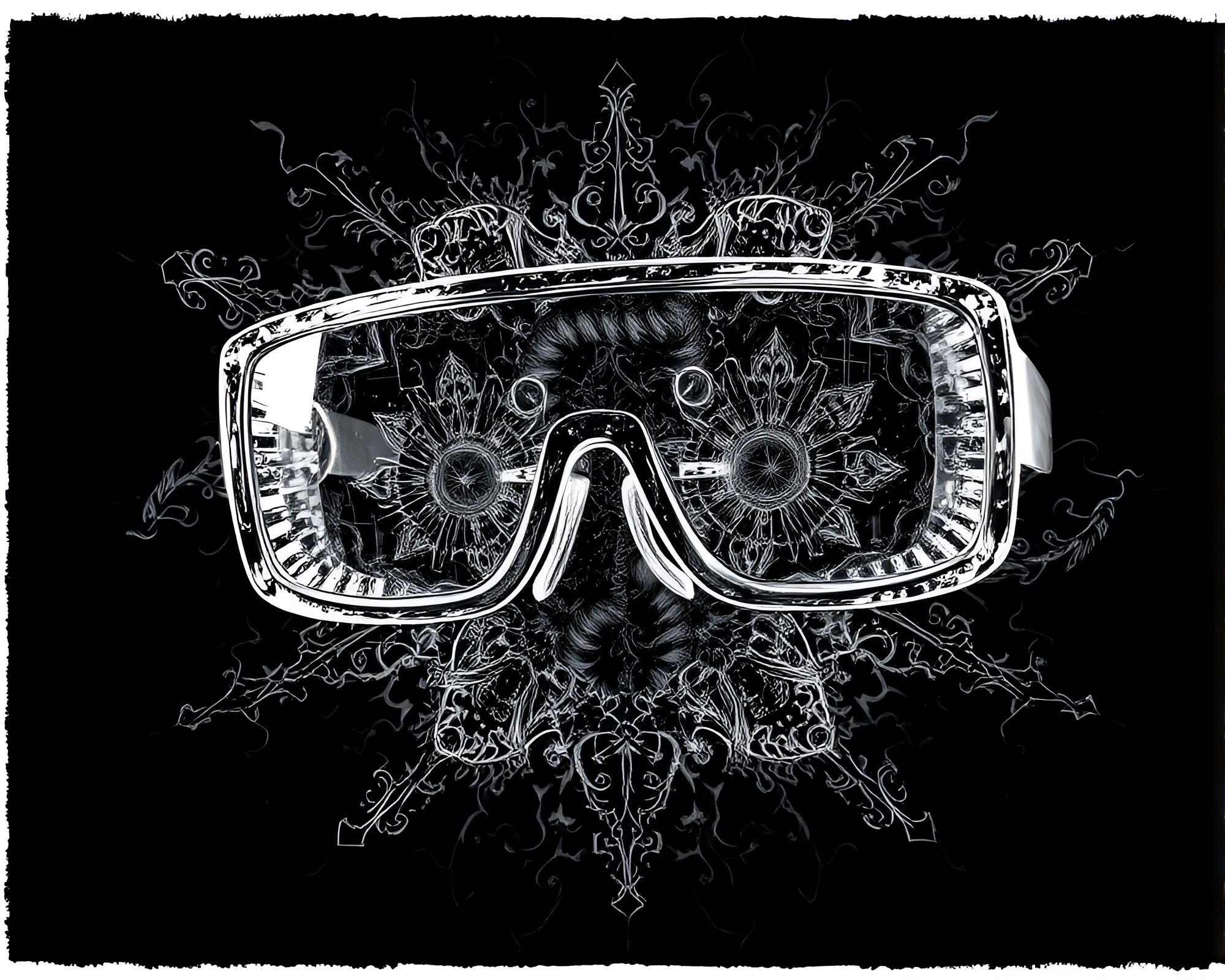 Fractal Augmented Reality Glasses Engaving Artwork – free AI stock image