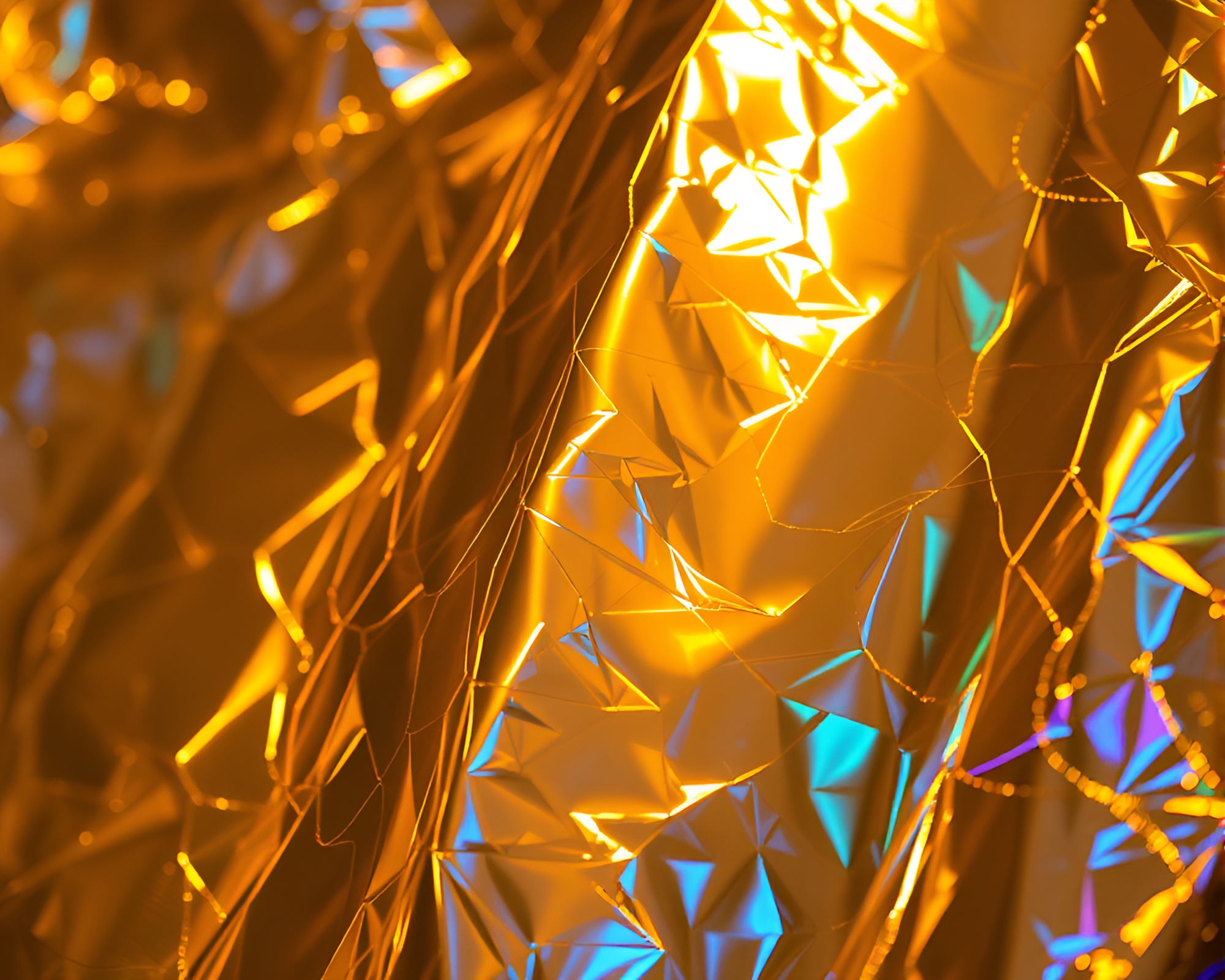 Mesmerizing Long Exposure Holographic Photography with Gold Foil Accents – free AI stock image