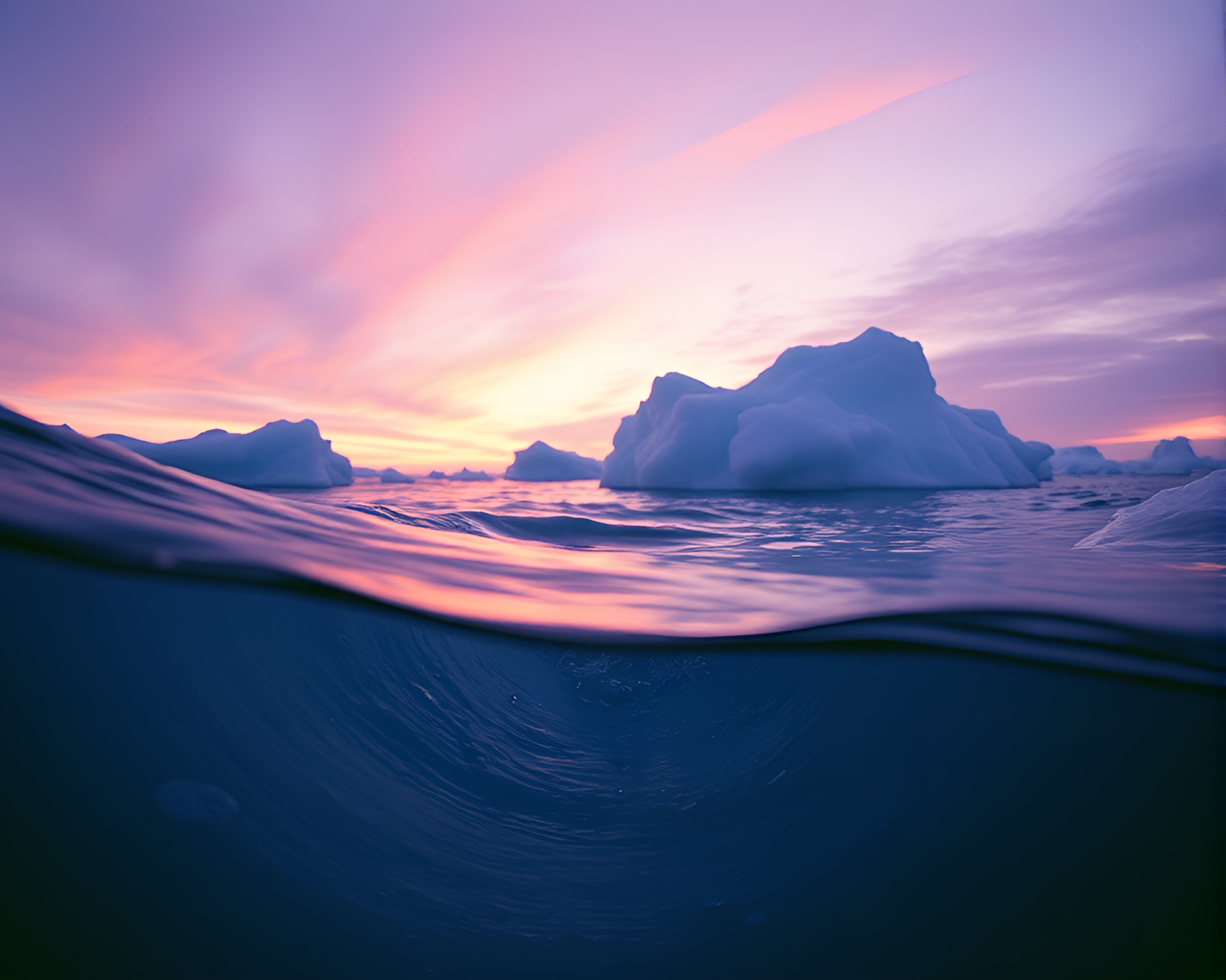Arctic Iceberg Water Whirlpool in Lavender Twilight – free AI stock image