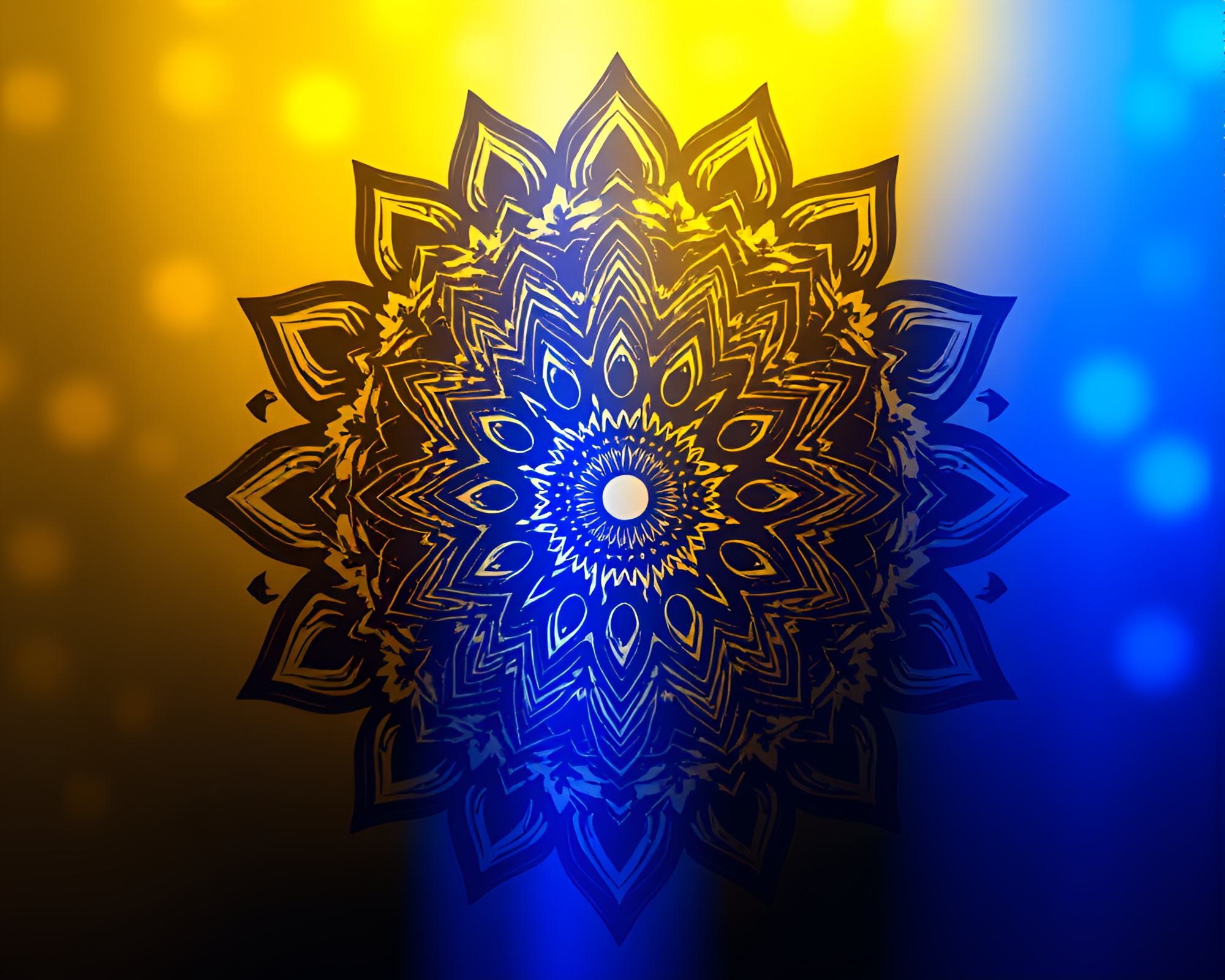 Monochrome Mandala Grid in Blue Hour Lighting – free AI stock image