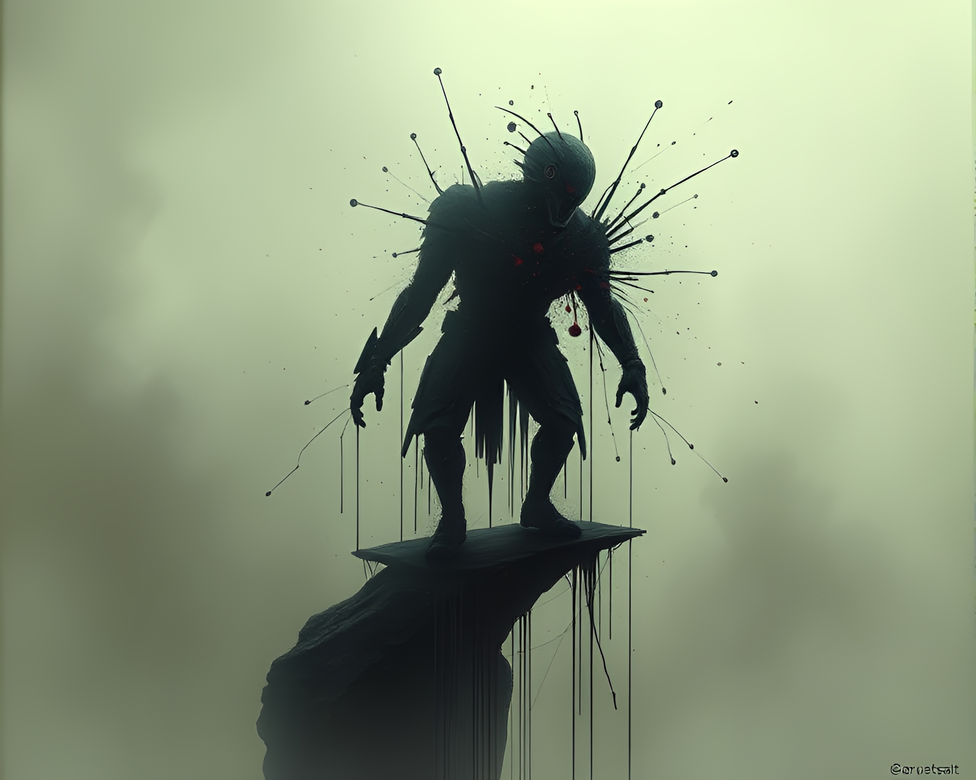 Foggy Cyborg Splatter Art: Asymmetrical Balance – free AI stock image