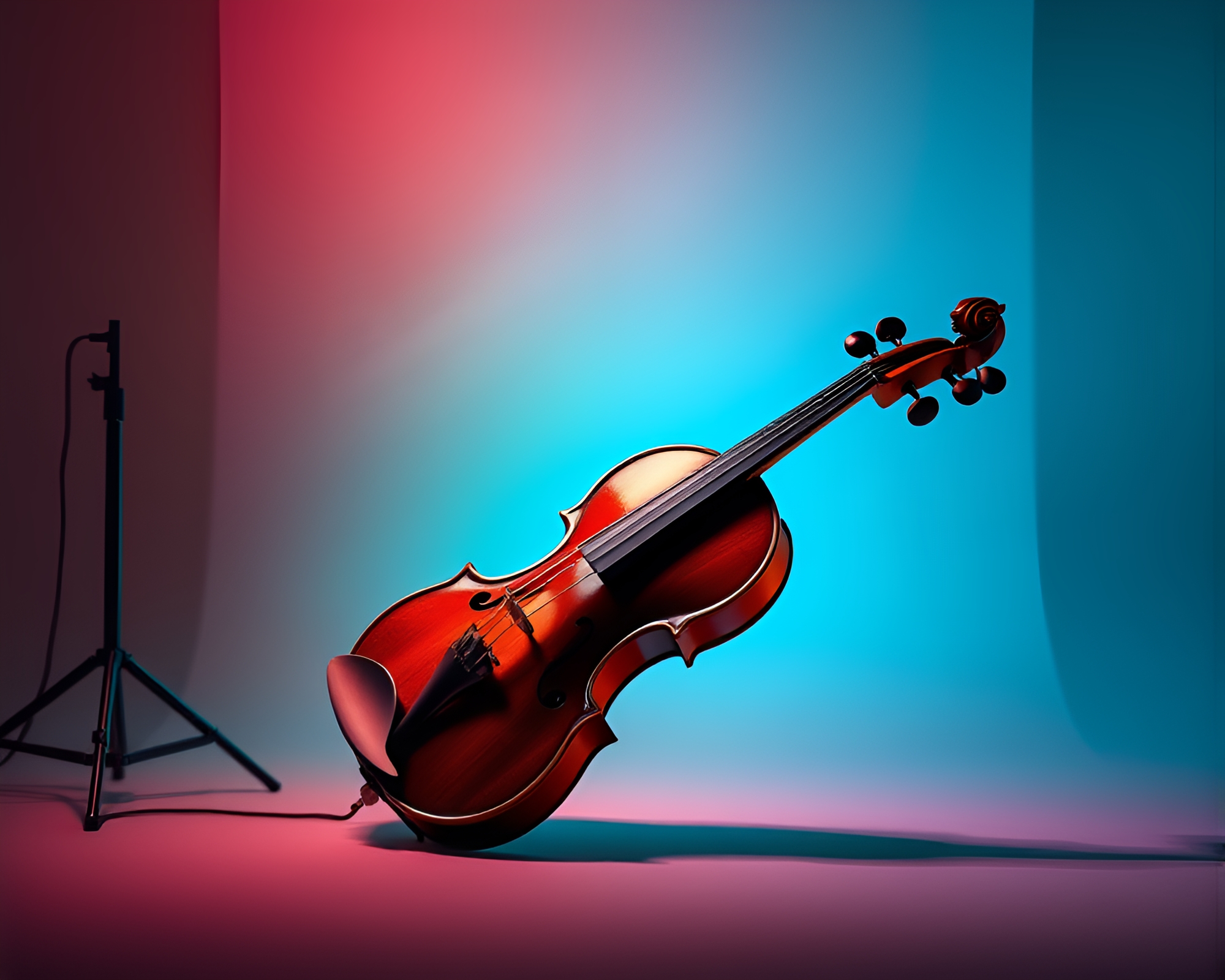 Elegant Violin in Jewel Tones Studio Setting – free AI stock image