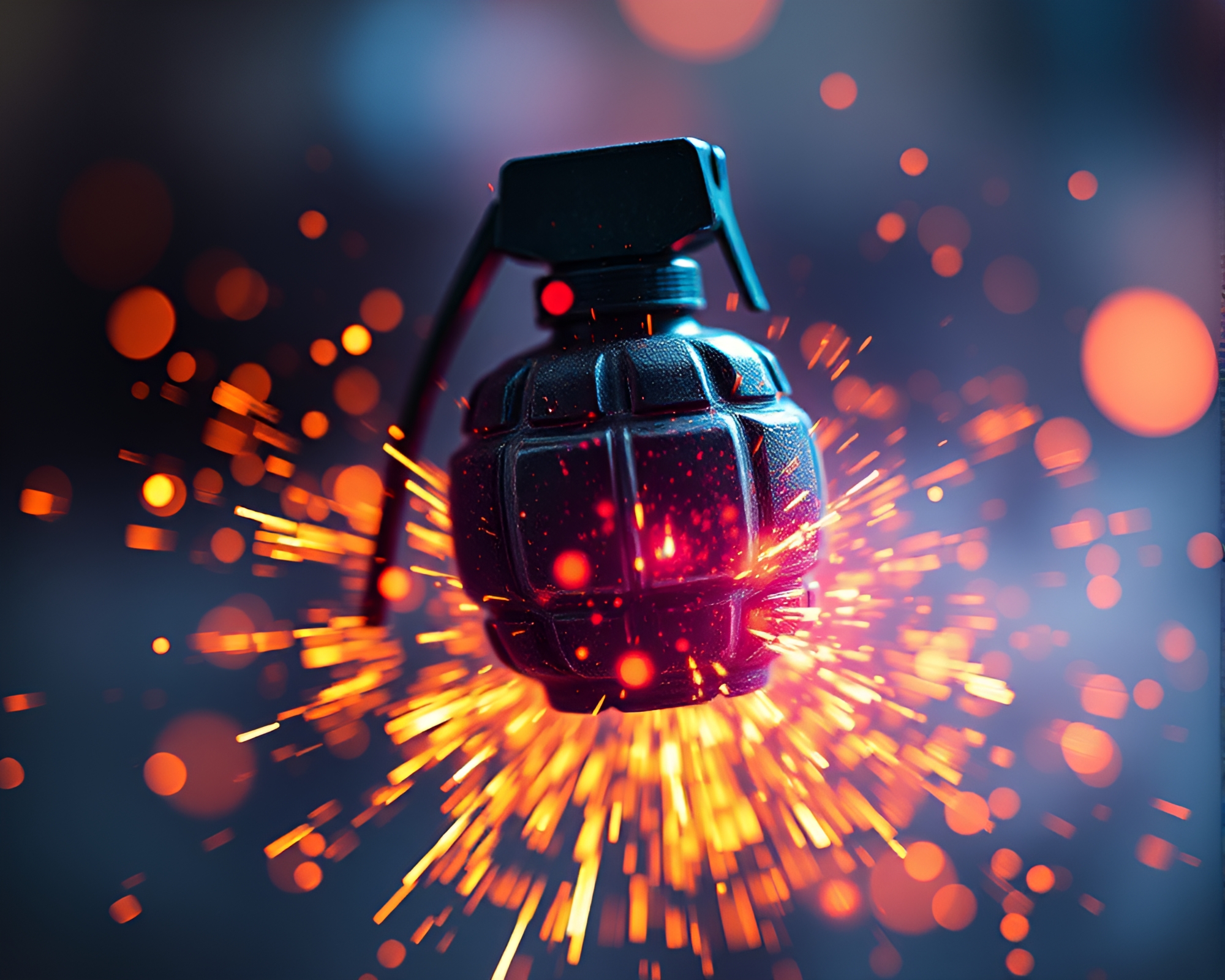 Antimatter Grenade in Pixelated Light Explosion – free AI stock image