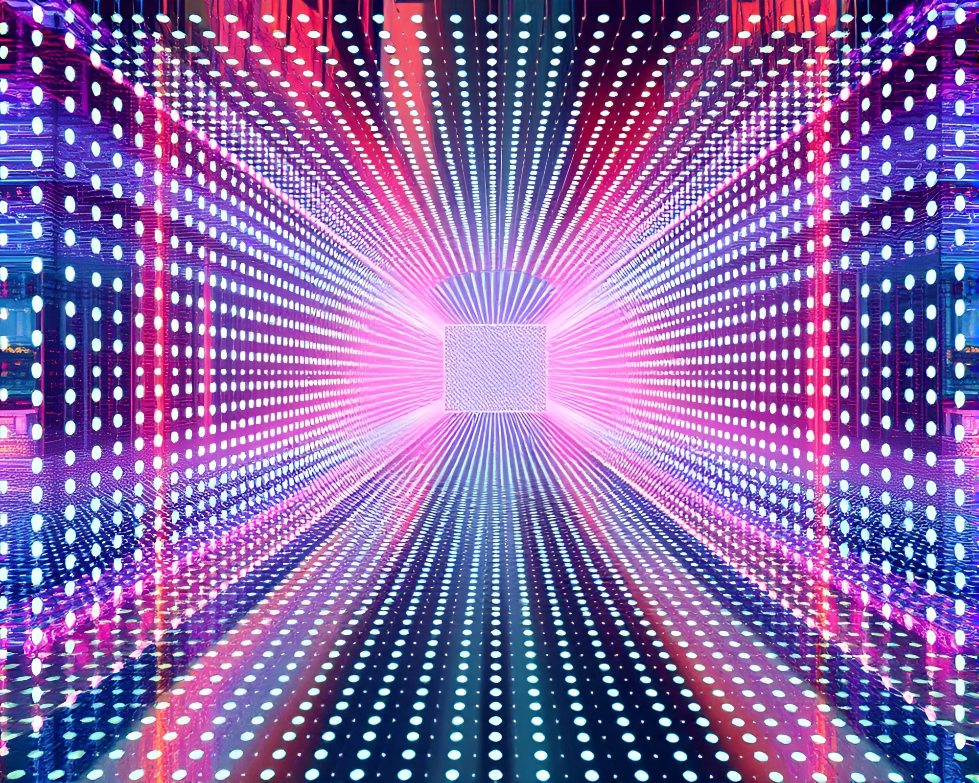 Iridescent Mirror Maze Utopia – Dot Matrix Compositions – free AI stock image