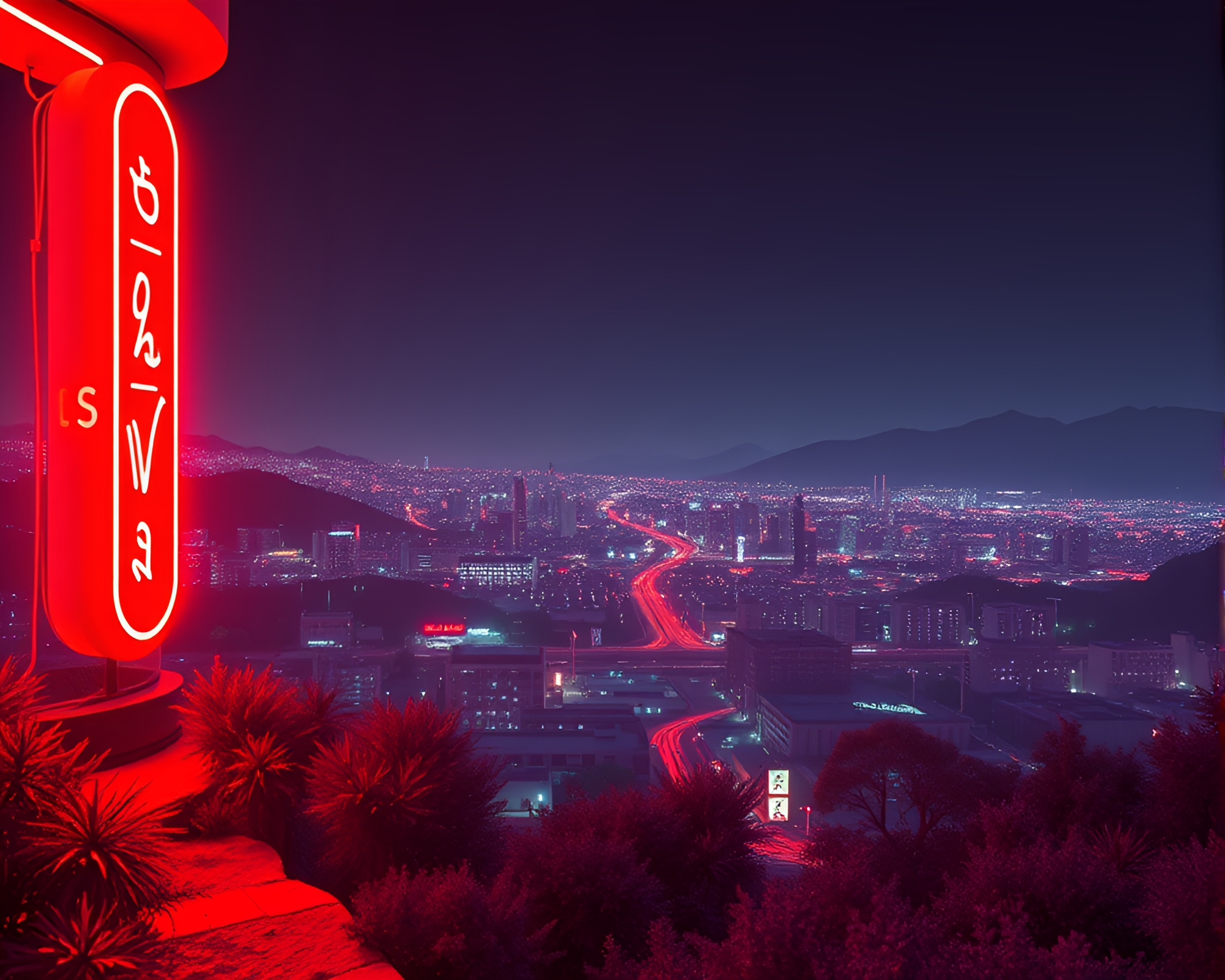 Neon Cityscape: Infrared Glow – free AI stock image