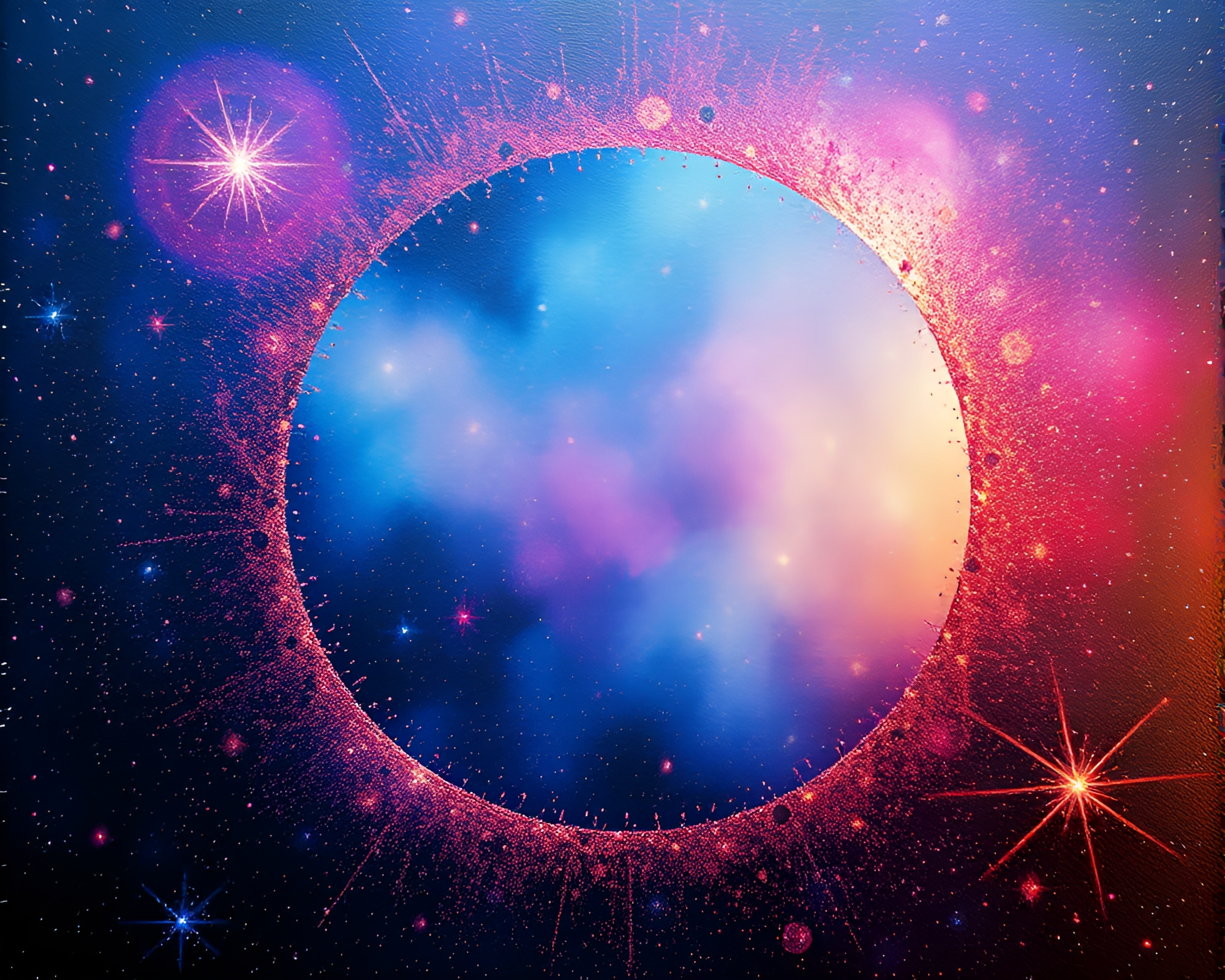 Multiverse Portal in Circular Metal Frame – free AI stock image