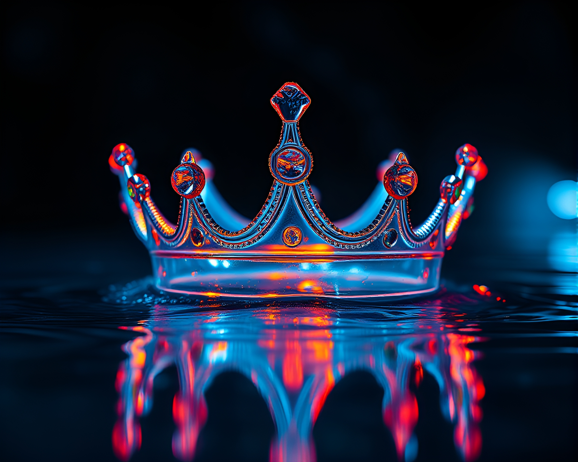 Crown of LED Lights in Water Distortion – free AI stock image