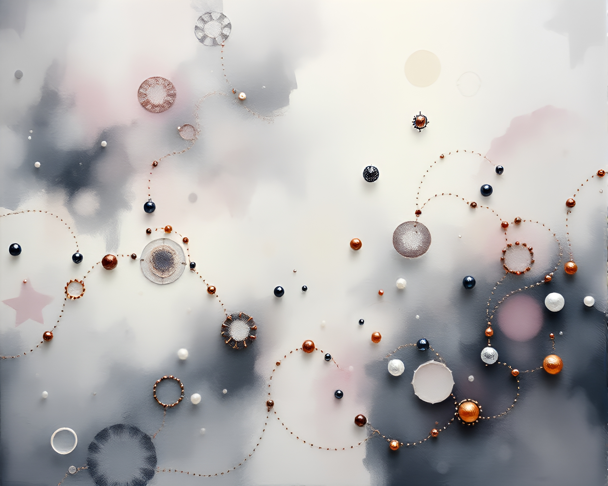 Fractal Beadwork in Misty Gouache Painting – free AI stock image
