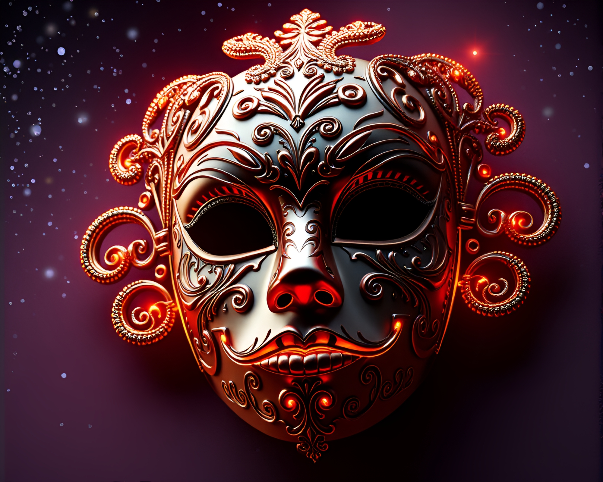 Venetian Mask Fantasy Under Starry Sky 3D Render – free AI stock image
