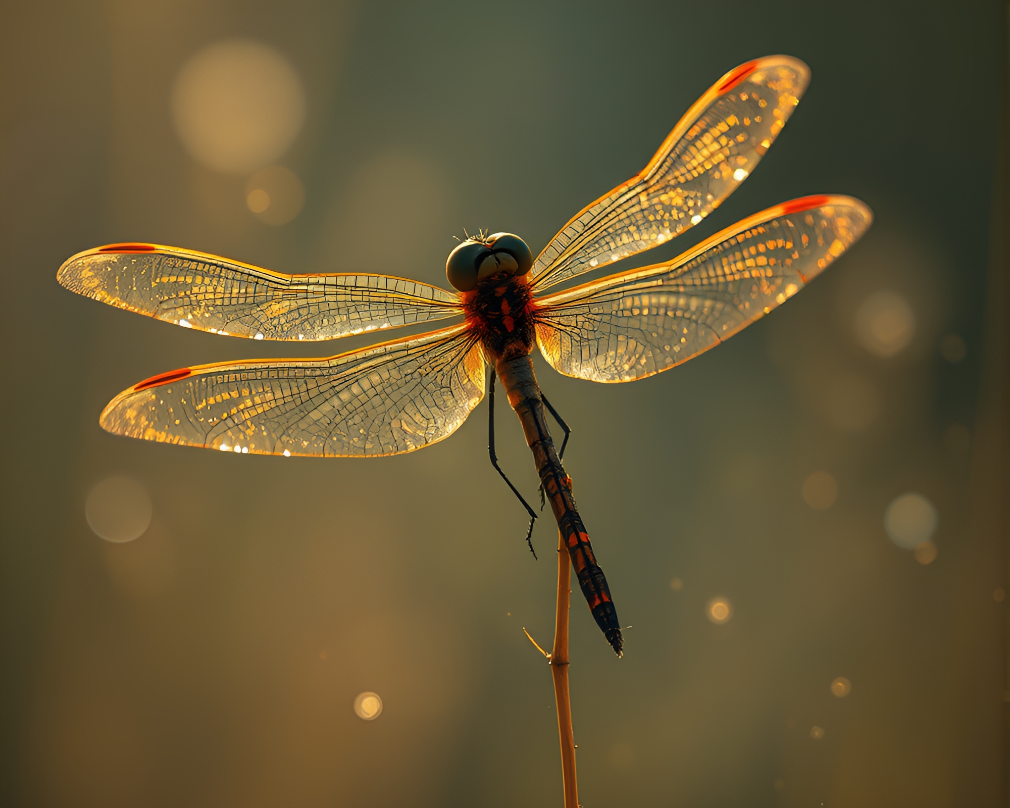 Dragonfly Feather Dusting in Retro CGI Render – free AI stock image