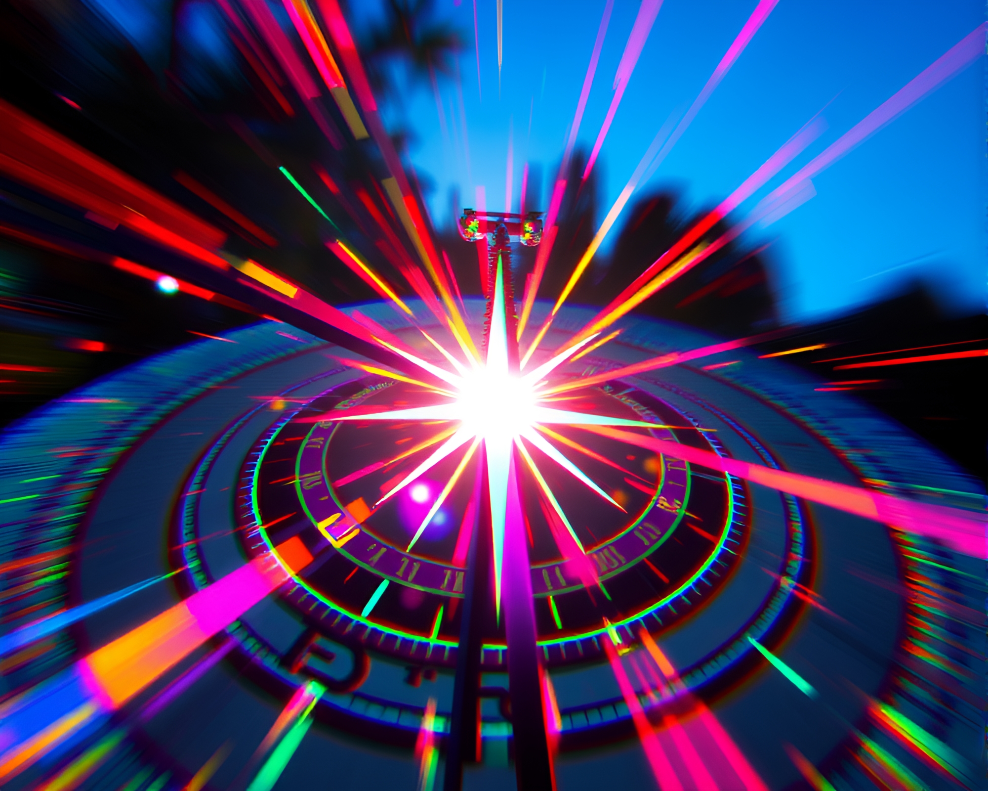 Glitch Artifacts Pocket Sundial in Starburst Colors – free AI stock image