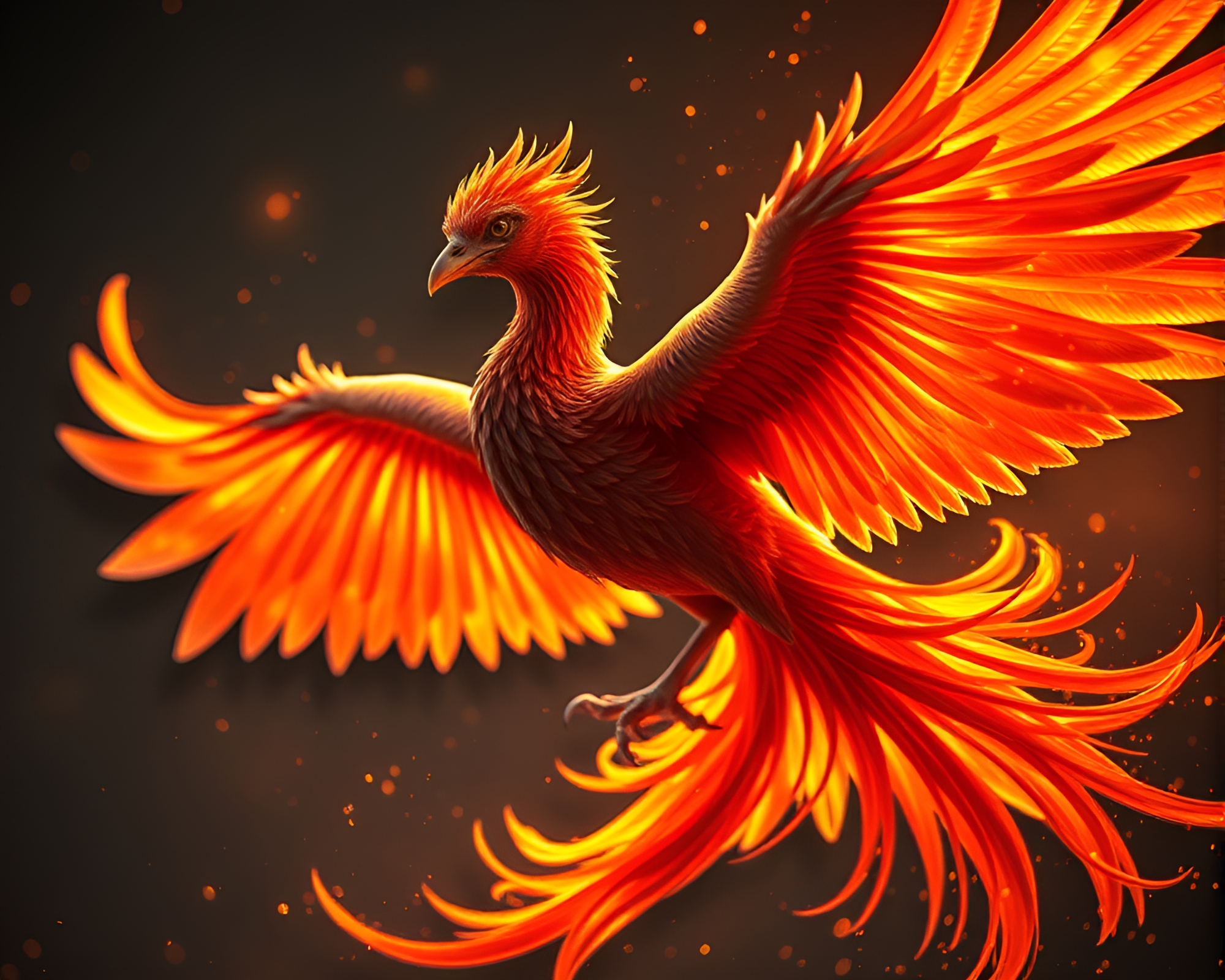Phoenix Soaring in Hyper Realistic Dusk Sky – free AI stock image