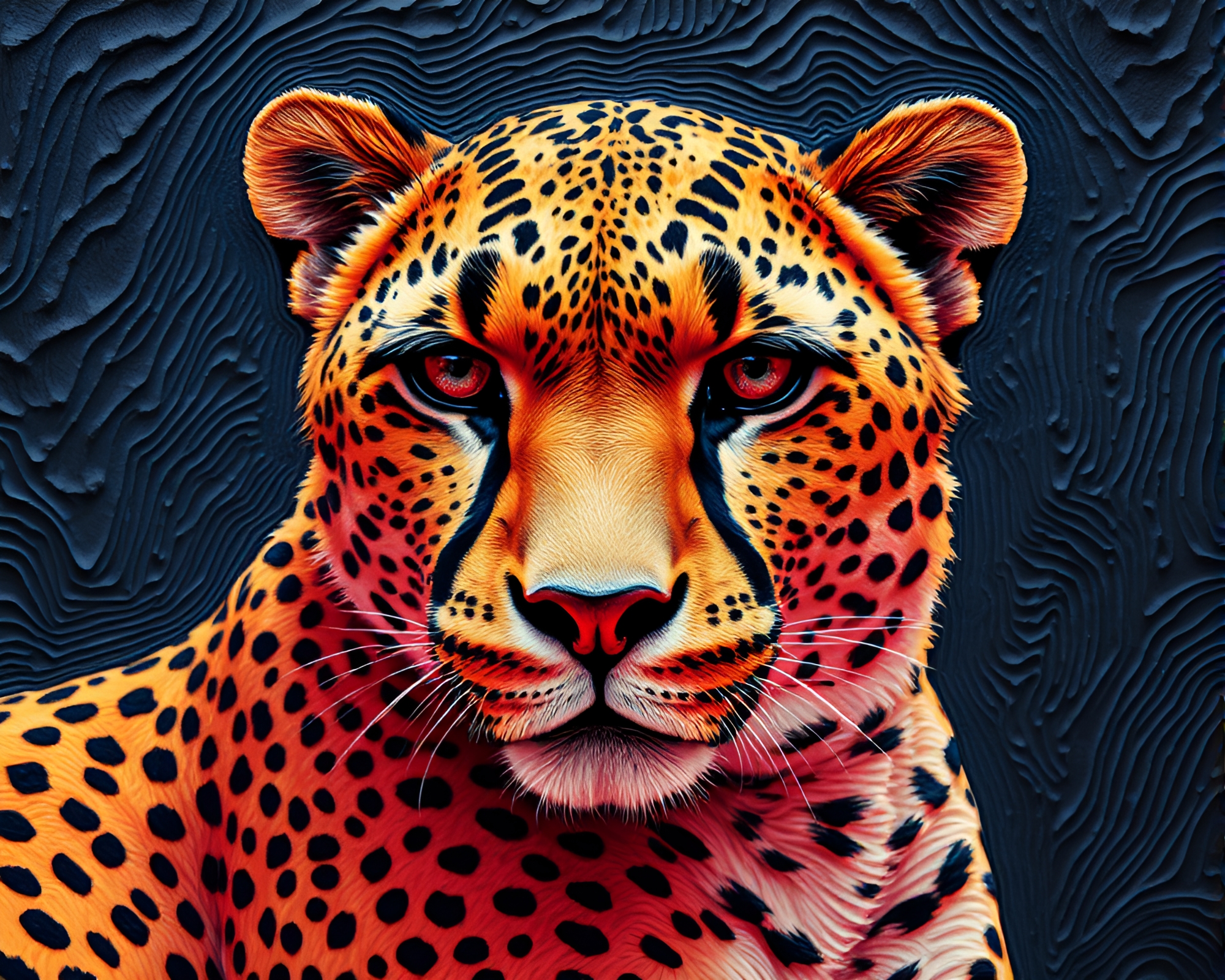 Cheetah in 3D Impasto Ridge Landscape – free AI stock image