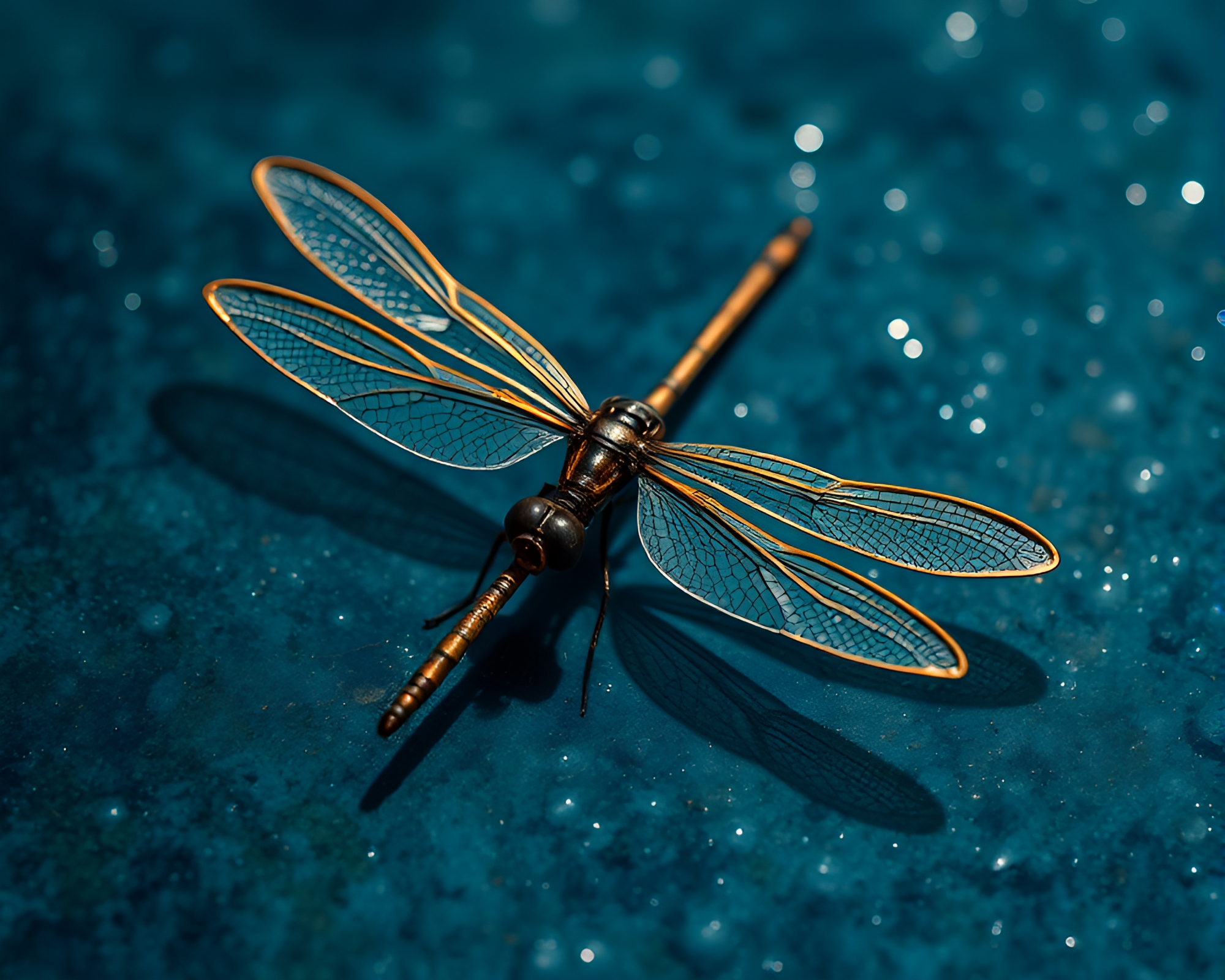 Dragonfly in Arctic Blue Subsurface Scattering Light – free AI stock image