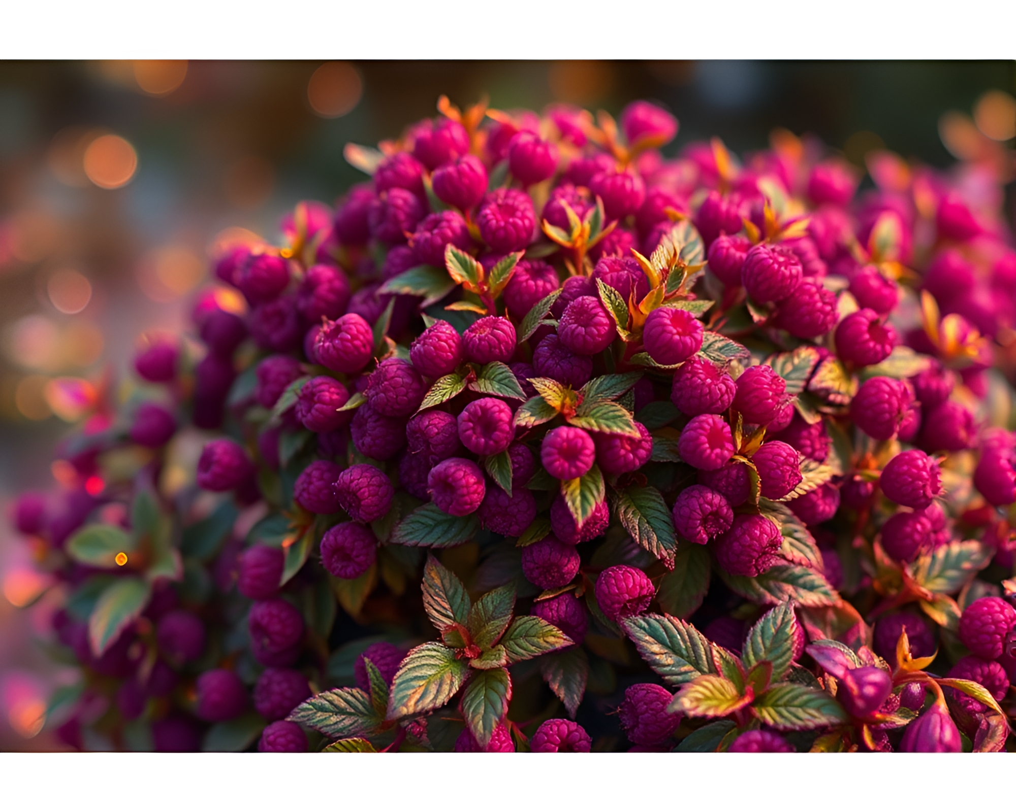 Raspberry Bush Sparkling Gold Foil Ultraviolet Glow – free AI stock image