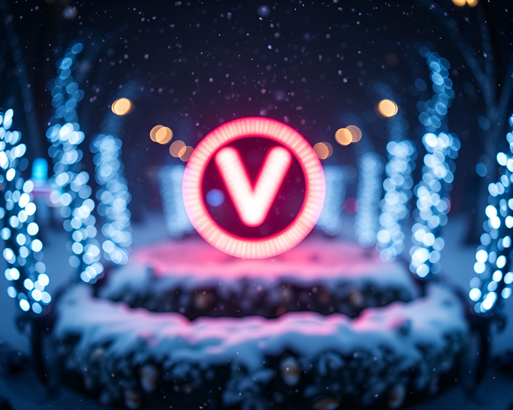 Neon Snowflake Glow: A Macro Winter Wonderland – free AI stock image