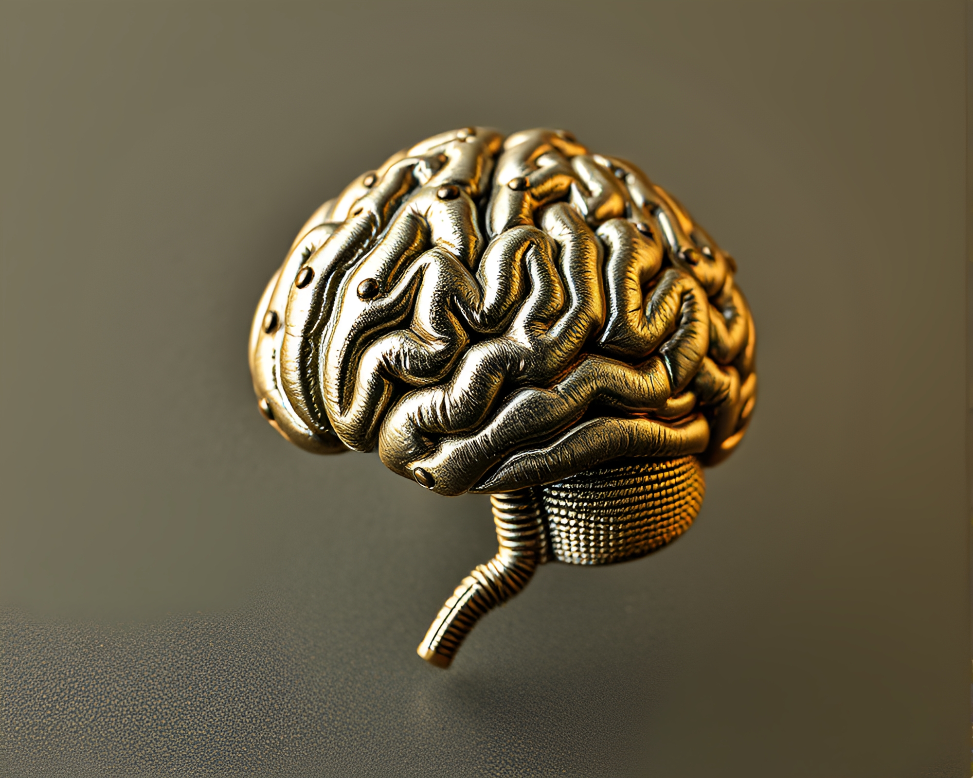 Futuristic AI Brain Engraved Metal Artwork – free AI stock image