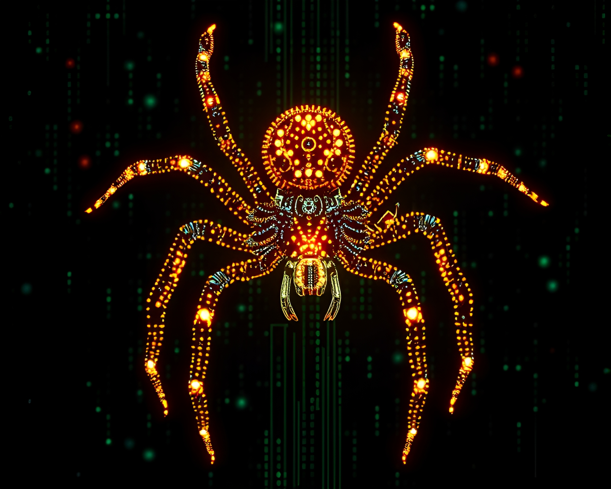 Mechanical Spider in Steampunk Dot Matrix World – free AI stock image