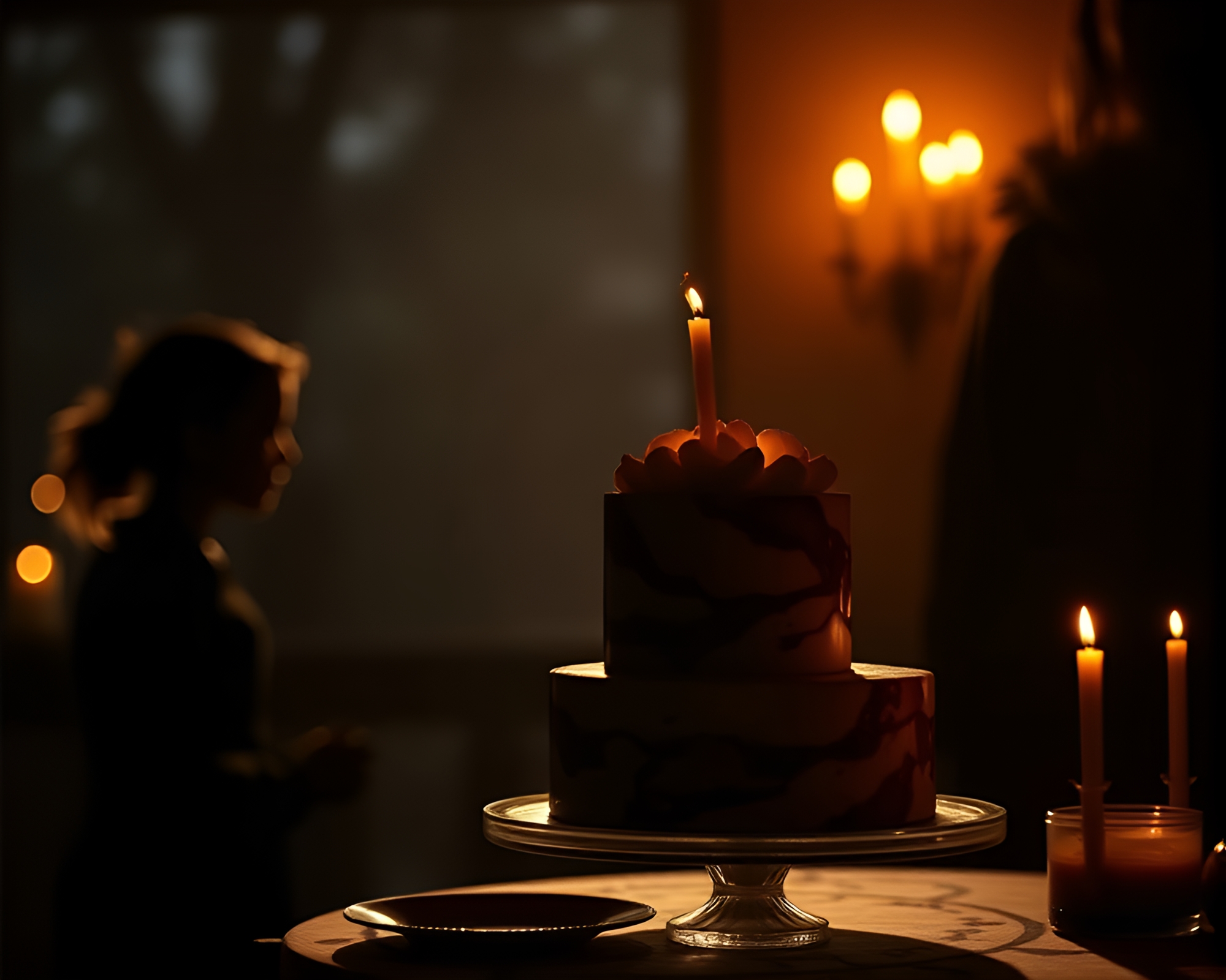 Enigmatic Marbled Cake Backlit Silhouette – free AI stock image