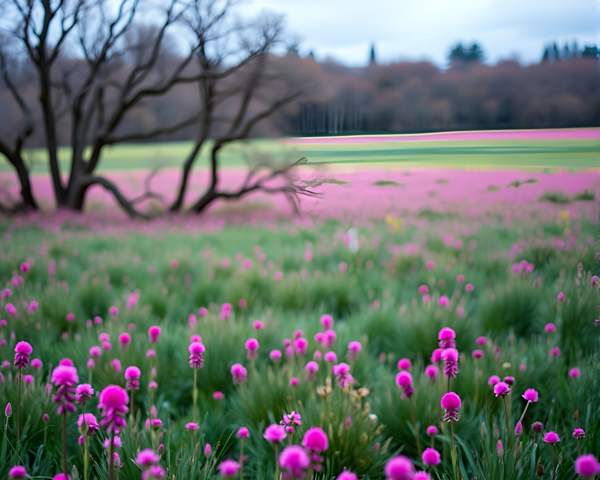 Ethereal Haunted Mirror in Magenta Color Field Painting – free AI stock image