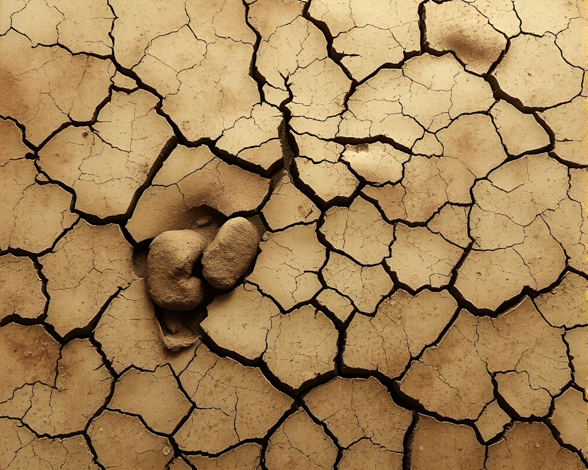 Sepia-tone Cosmic Horror: Cracked Earth Écorché Study – free AI stock image