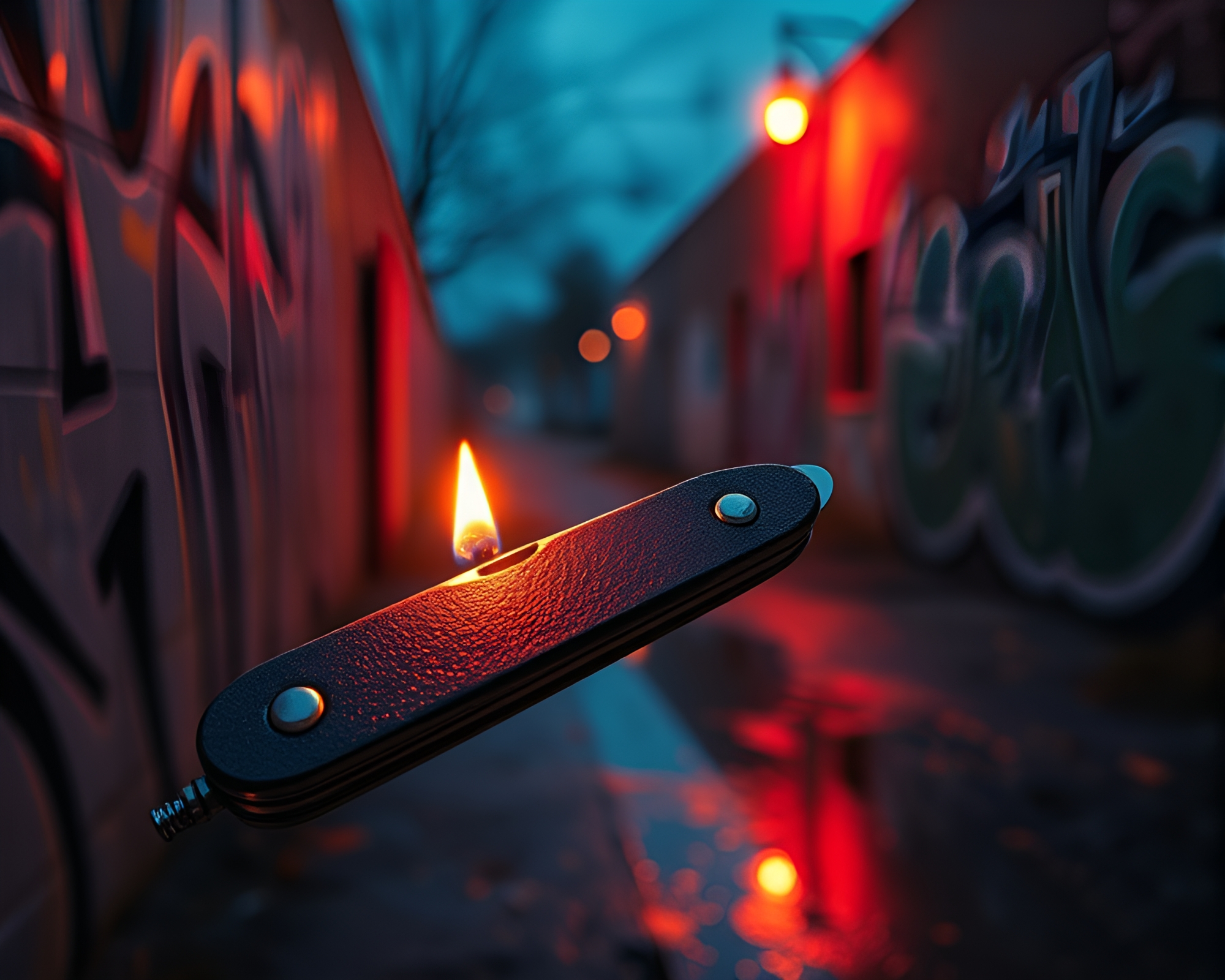 Rusty Pocketknife Vignette: Ethereal Candlelit Reflections – free AI stock image