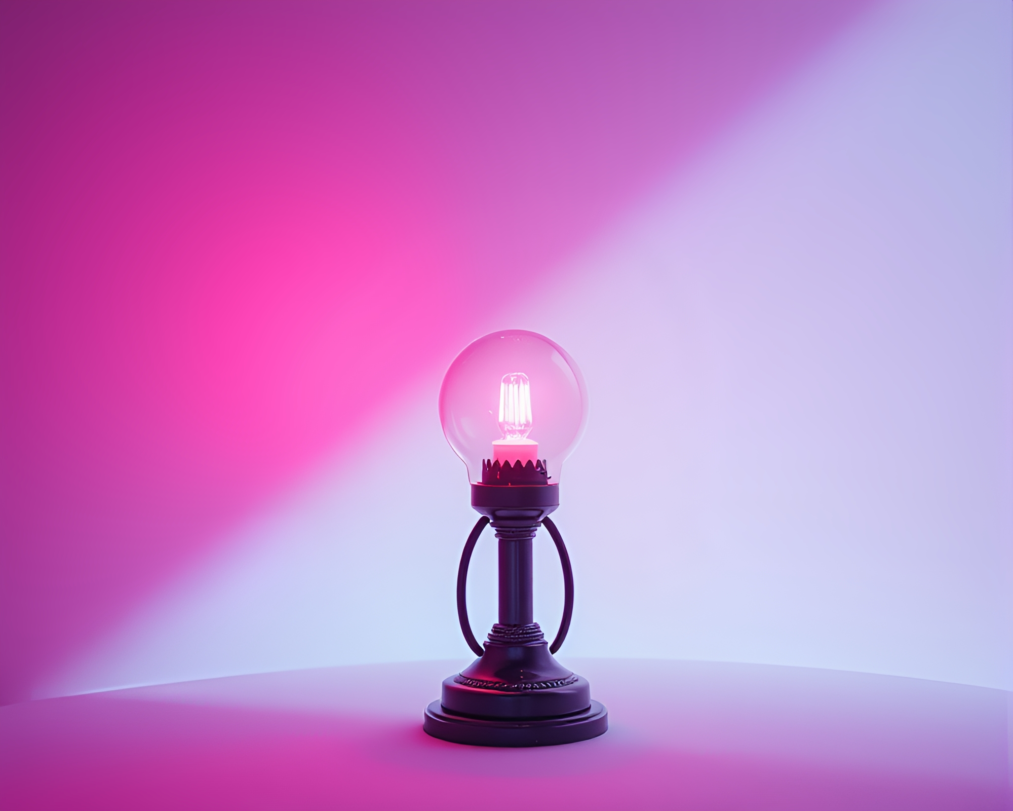 Vaporwave Lamp Illuminates Snowy Negative Space – free AI stock image