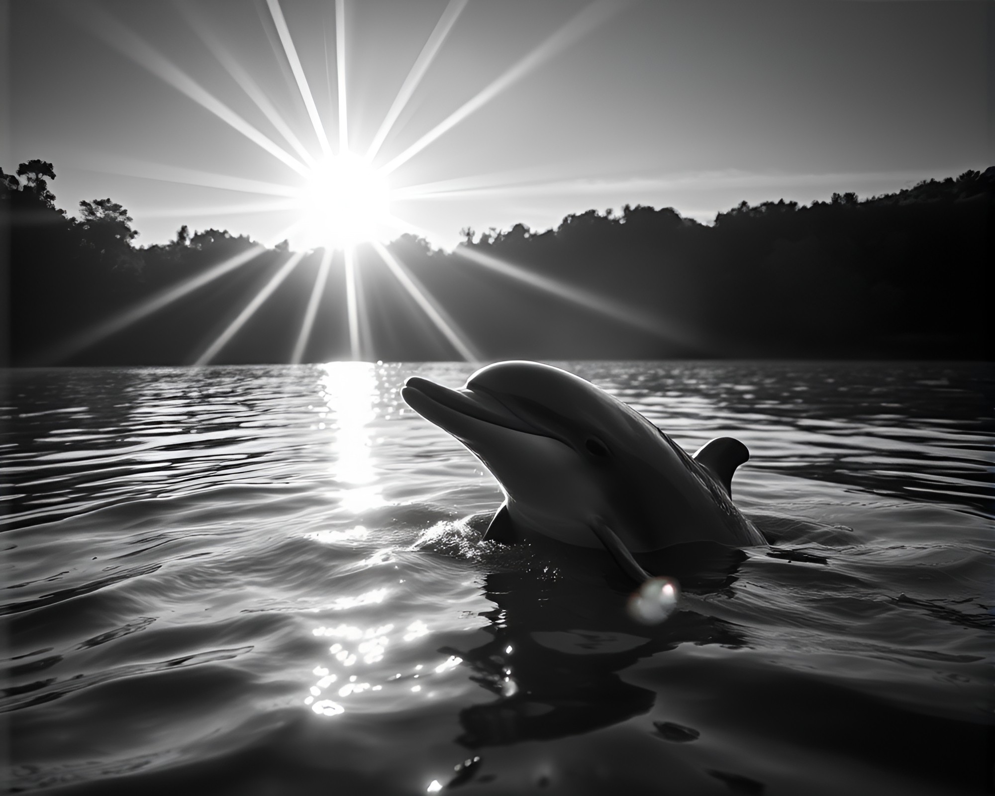 Glowing Amazon River Dolphin in Monochrome Macro Shot – free AI stock image