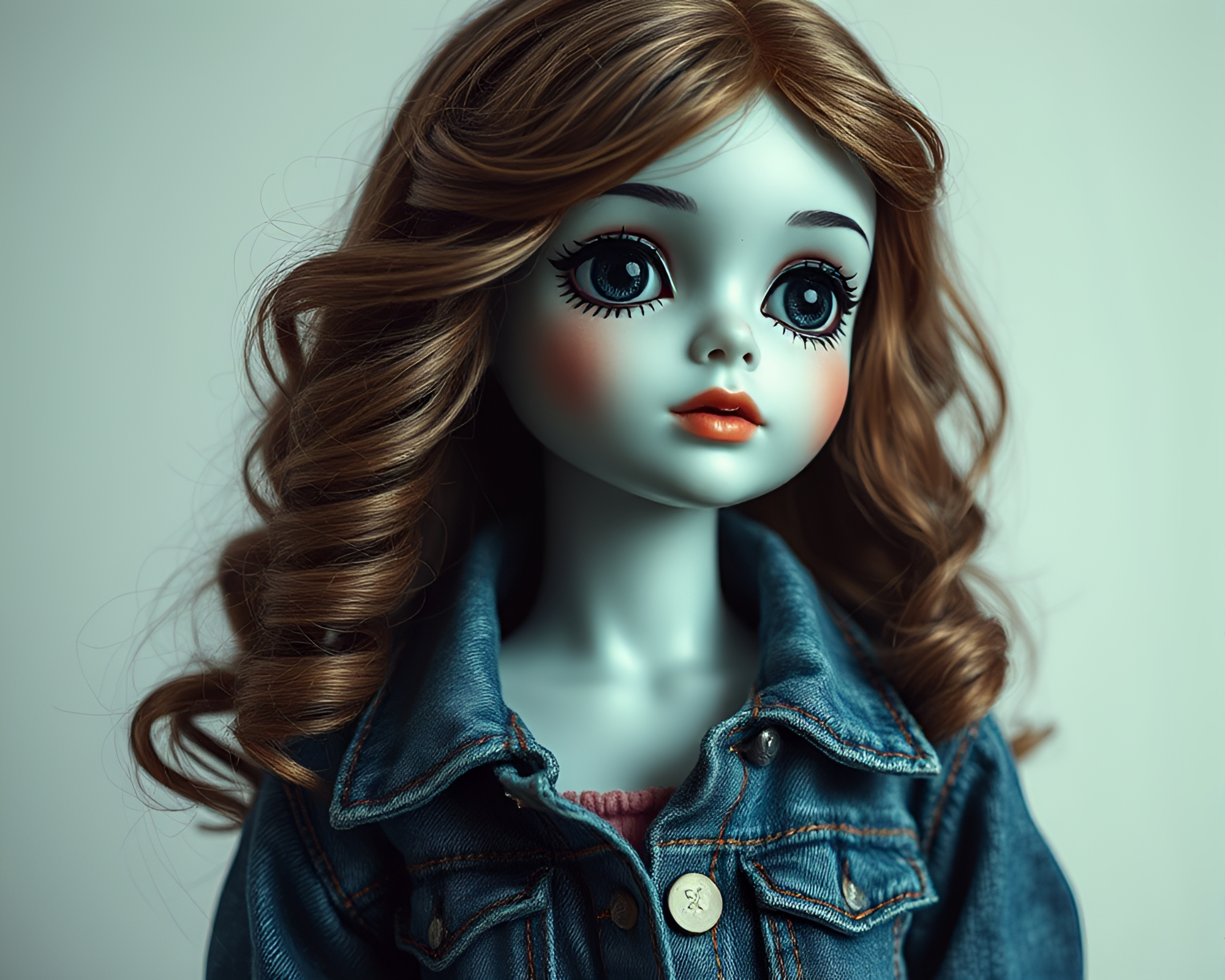 Silhouette Porcelain Doll in Faded Denim Graphic Novel – free AI stock image