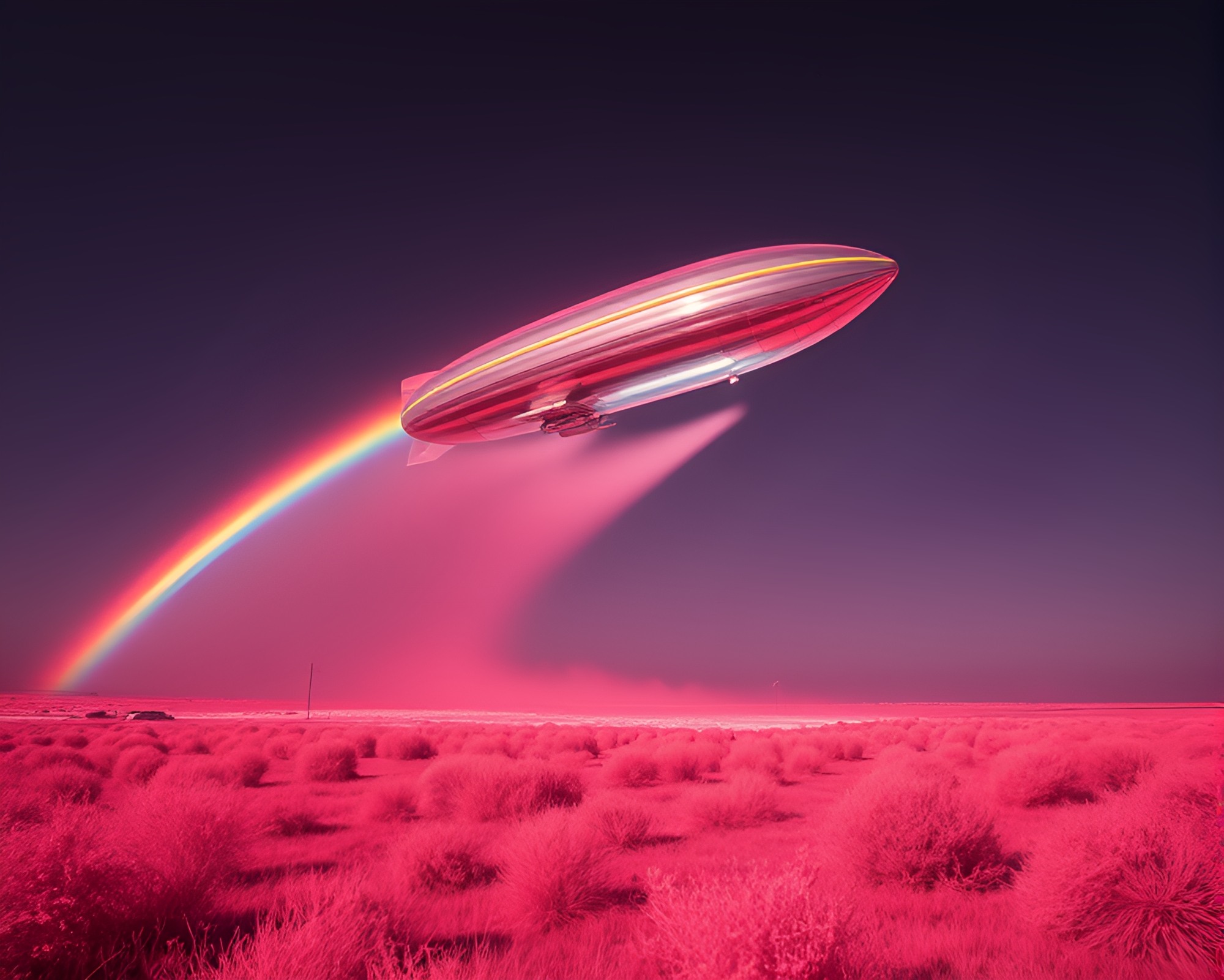 Oil Slick Rainbow Spotlight on Zeppelin Infrared Photography – free AI stock image