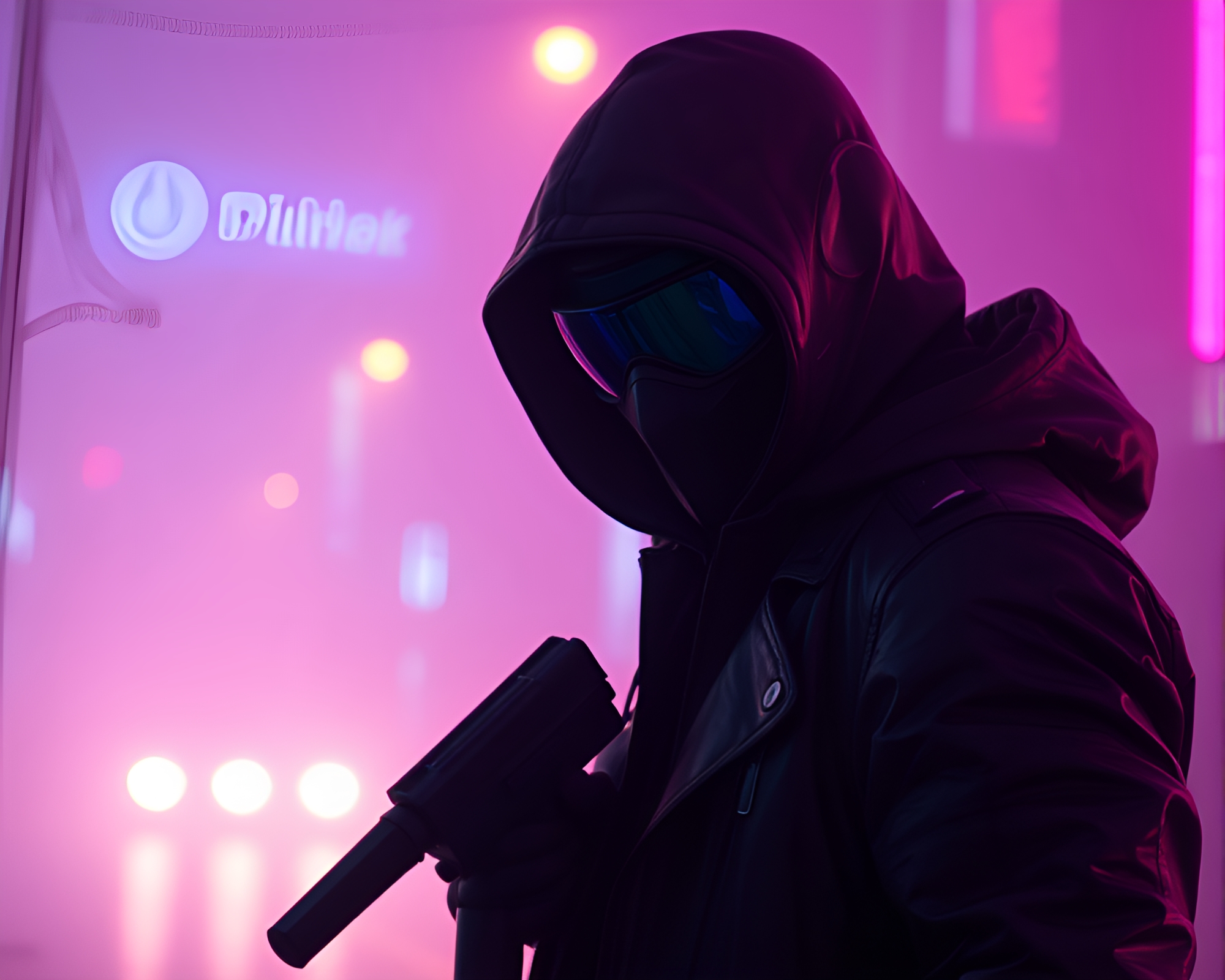 Neo-noir Cyberpunk Vigilante in Retrowave Fog – free AI stock image