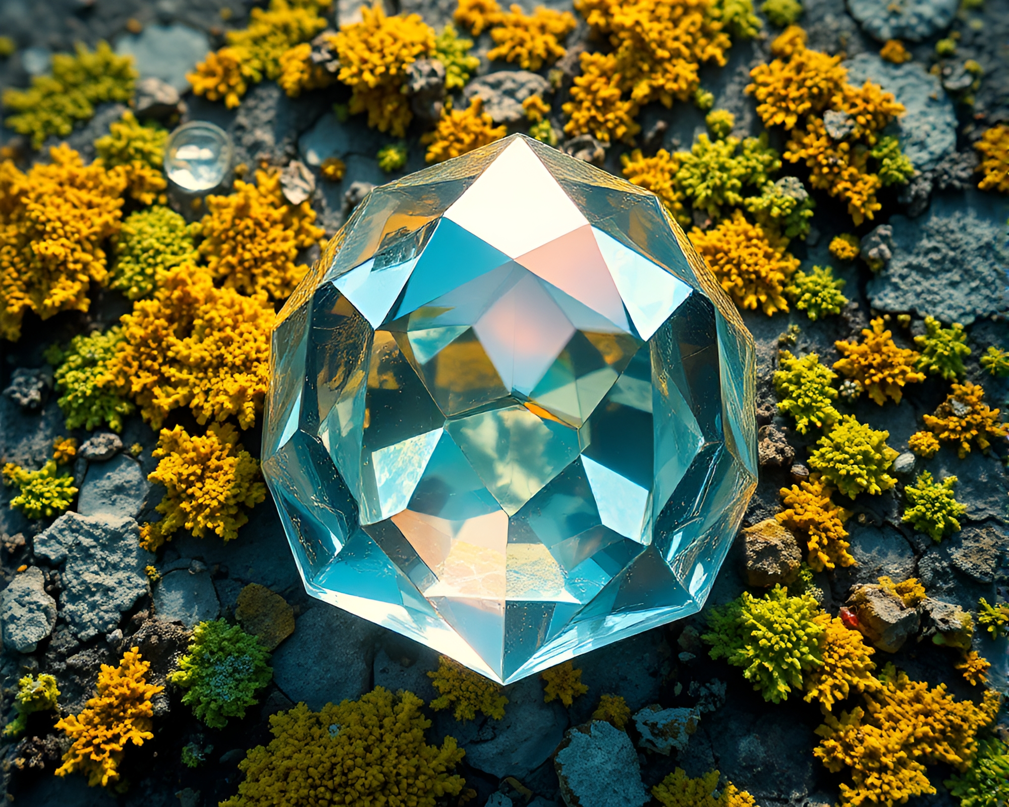 Lichen Textured Glass Igloo in Prism Refraction – free AI stock image