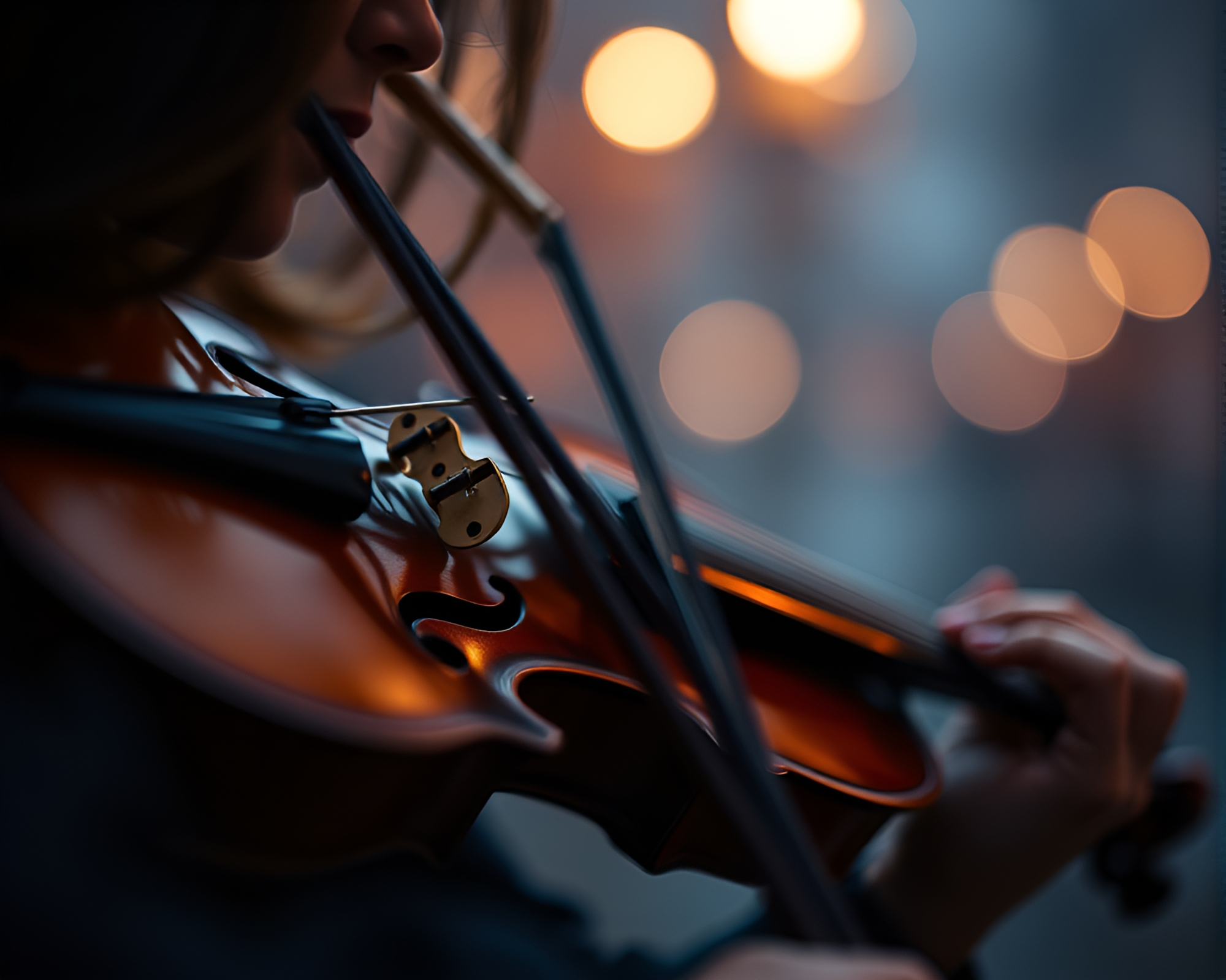 Ethereal Violinist in Midnight Écorché Lighting – free AI stock image